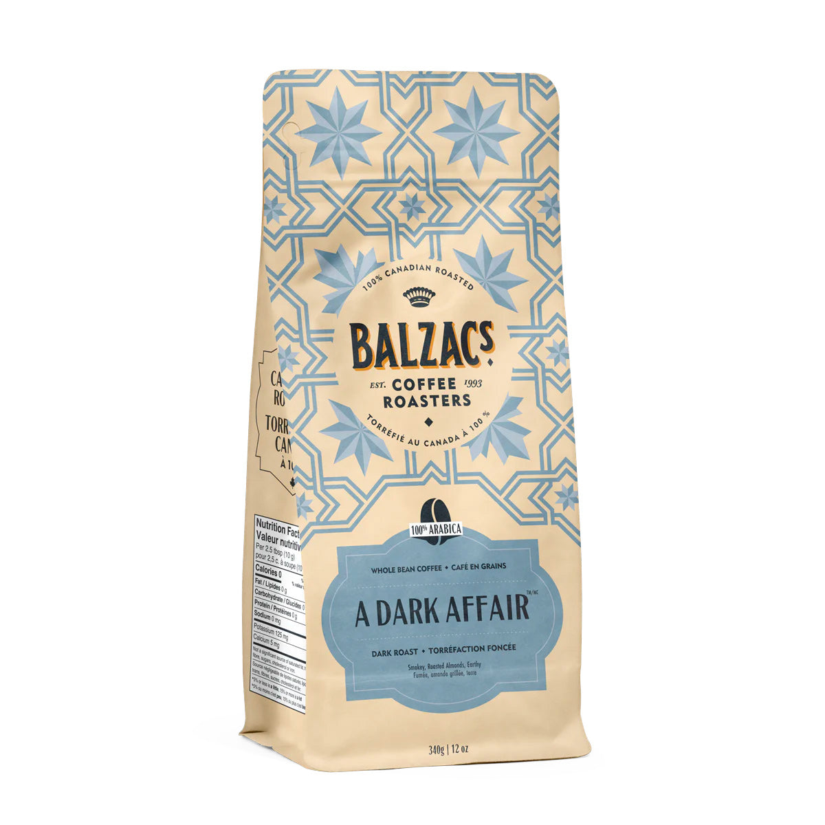 Balzacs Coffee Roasters A Dark Affair Whole Bean Coffee - 12 oz Dark Roast Premium Arabica Beans for Rich Espresso & French Press Brewing - Perfect for Morning Energy & After-Dinner Relaxation