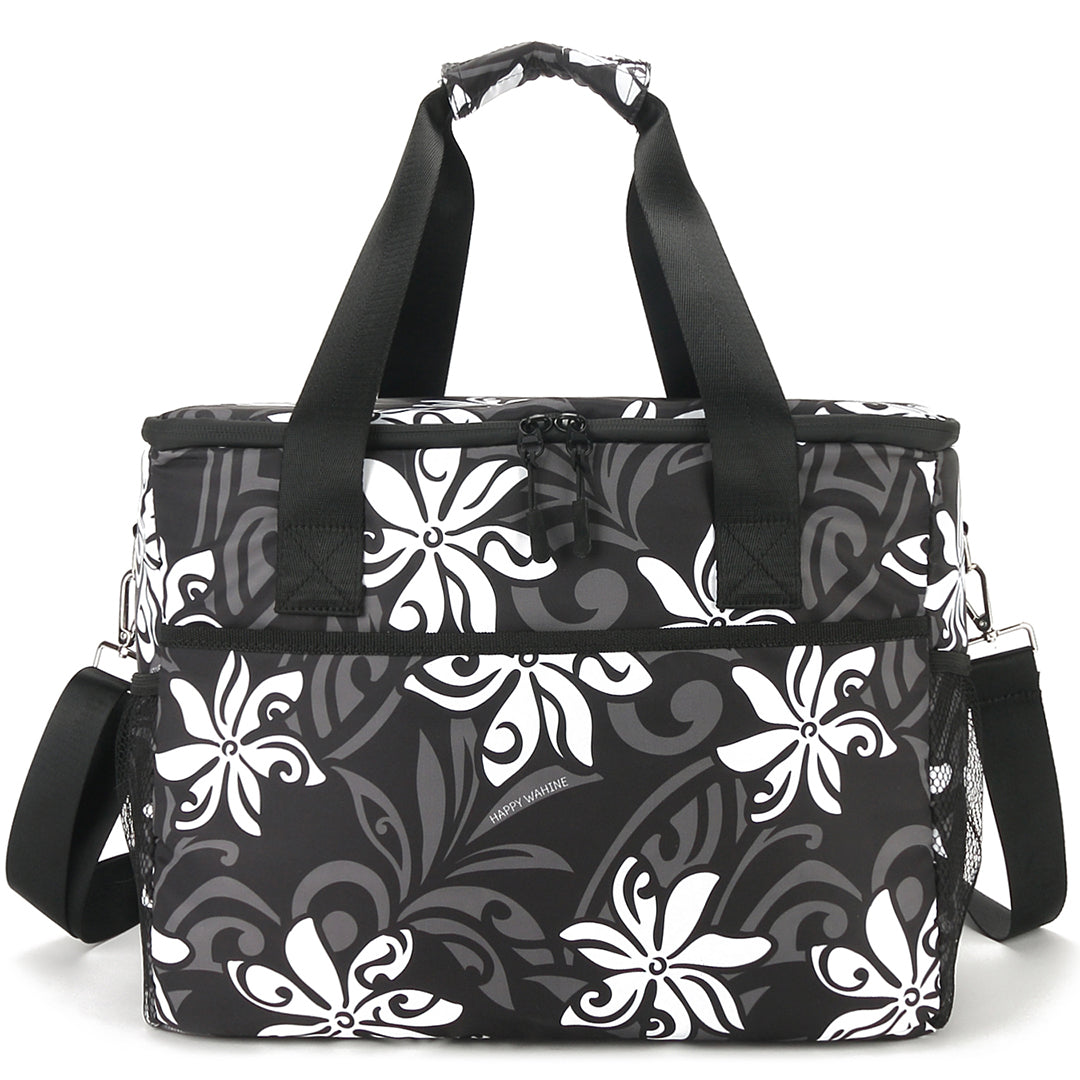 Large Insulated Cooler Tote Bag - Tiare Infinity Black - Perfect for Beach Trips, Picnics, and Outdoor Adventures