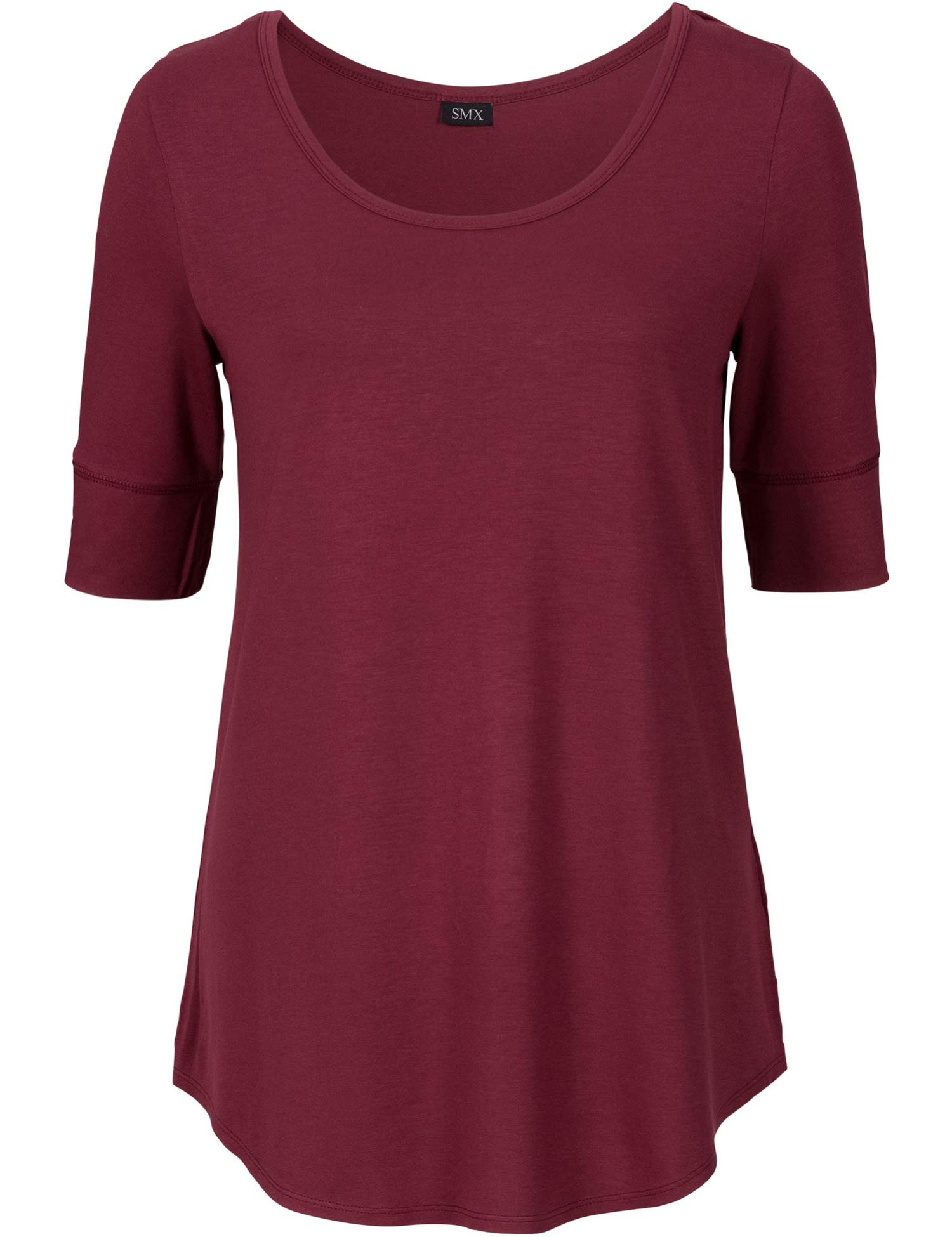 Women's Elbow Length Sleeve Cotton Blouse - Summer Casual Tunic Tee Shirt for Work, Travel & Everyday Wear