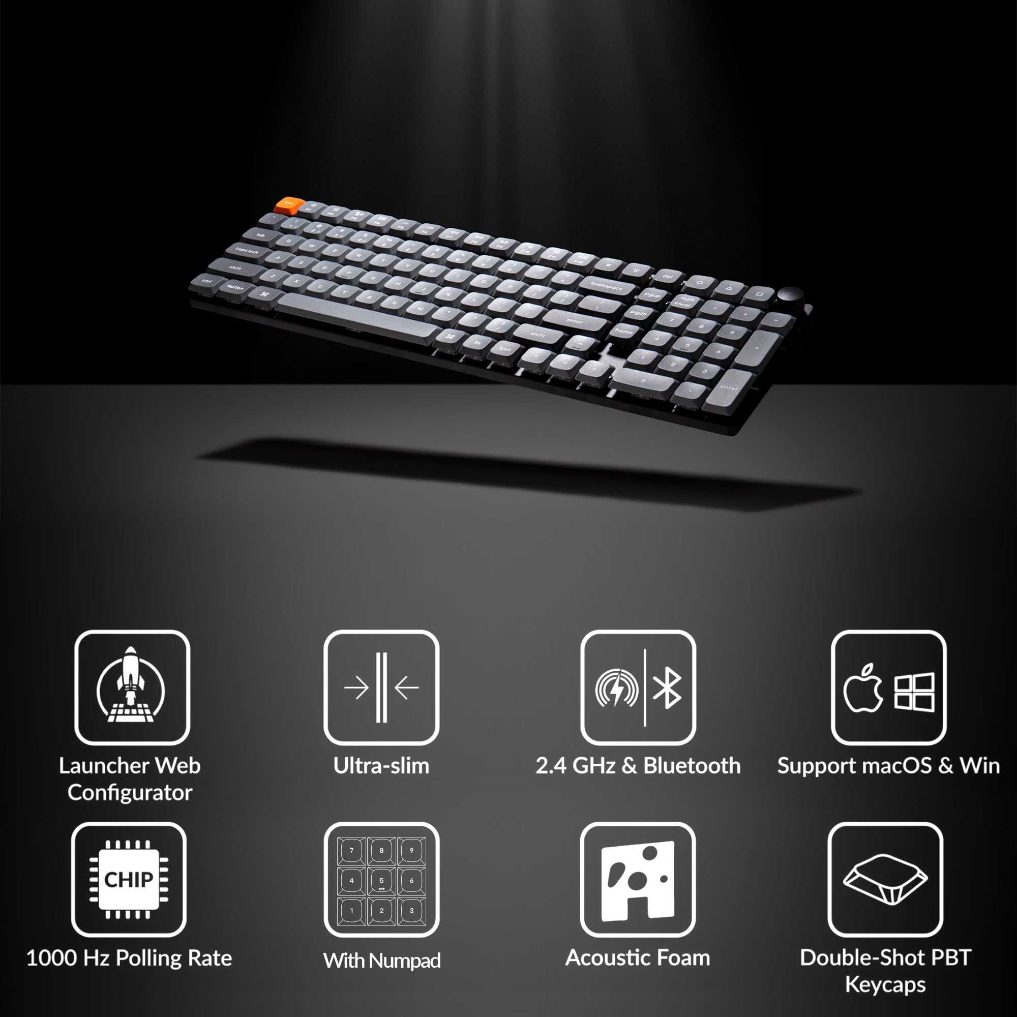 Keychron K17 Max Ultra-Slim Wireless Mechanical Keyboard - QMK/VIA Programmable, RGB Backlit, Low-Profile Gateron Red Switches, USB-C Wired, Compatible with Mac/Windows/Linux - Perfect for Office, Gaming & Programming
