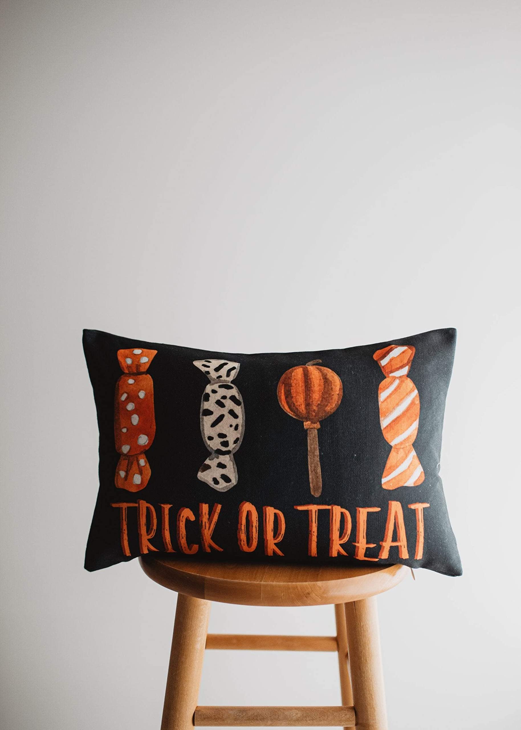 Halloween Trick or Treat Candy Pillow Cover | Spooky Fall Decor Cushion Case | Decorative Sofa & Room Pillow | Perfect Gift for Women | Cozy Home Decor for Halloween Parties & Autumn Living Rooms