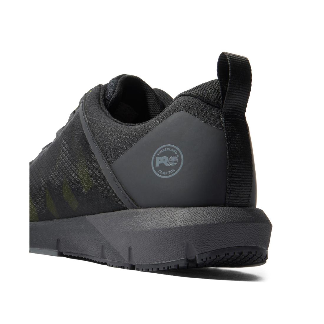 Radius Composite Toe Work Shoes for Men - Black/Yellow Safety Boots with Slip Resistant & Electrical Hazard Protection - Ideal for Construction, Warehouse & Industrial Work