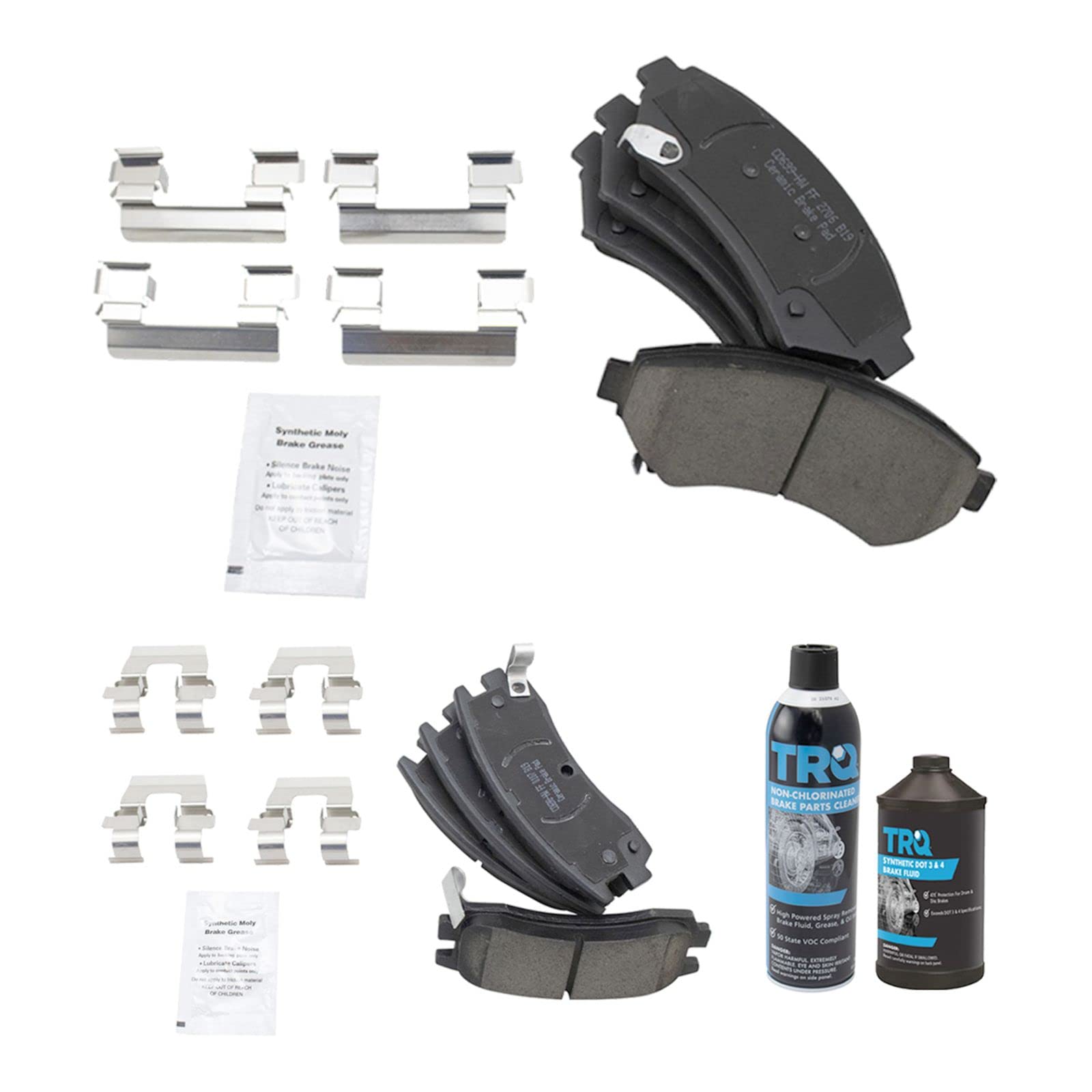 High-Performance Ceramic Brake Pad Kit for Cars & Trucks - Front & Rear Set with Anti-Squeal Shims & Lubricant | Quiet Stopping Power for Daily Commute, Highway Driving & Mountain Roads