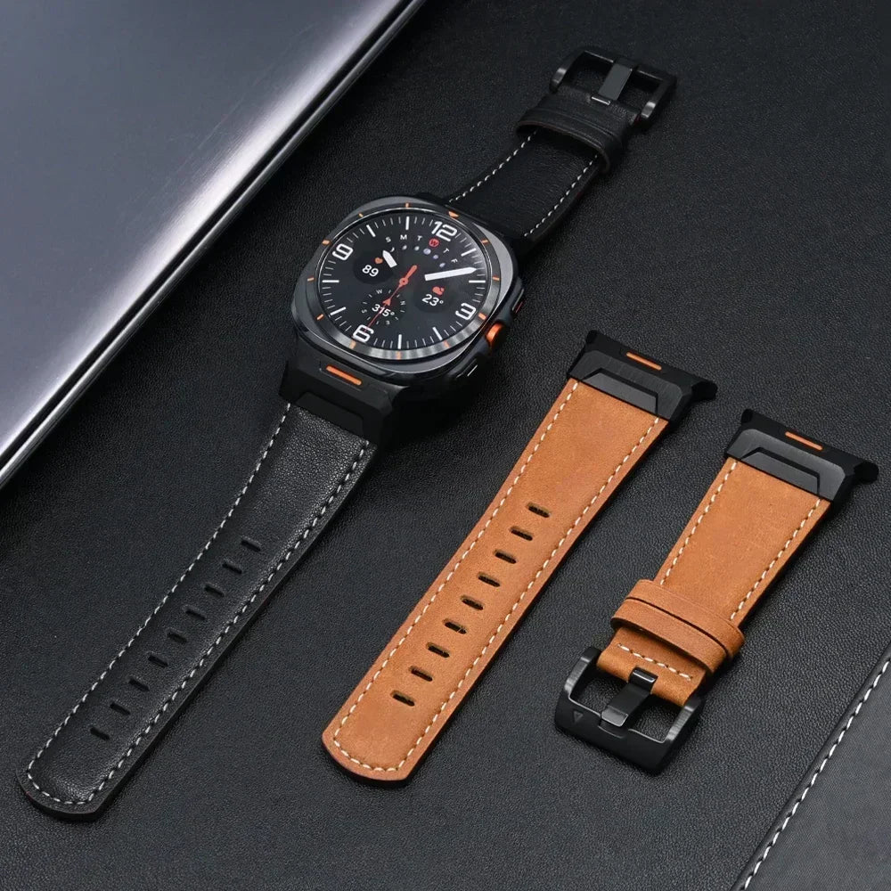 Premium Genuine Leather Band for Samsung Galaxy Watch Ultra - Stylish & Durable Replacement Strap for Work, Gym & Everyday Wear