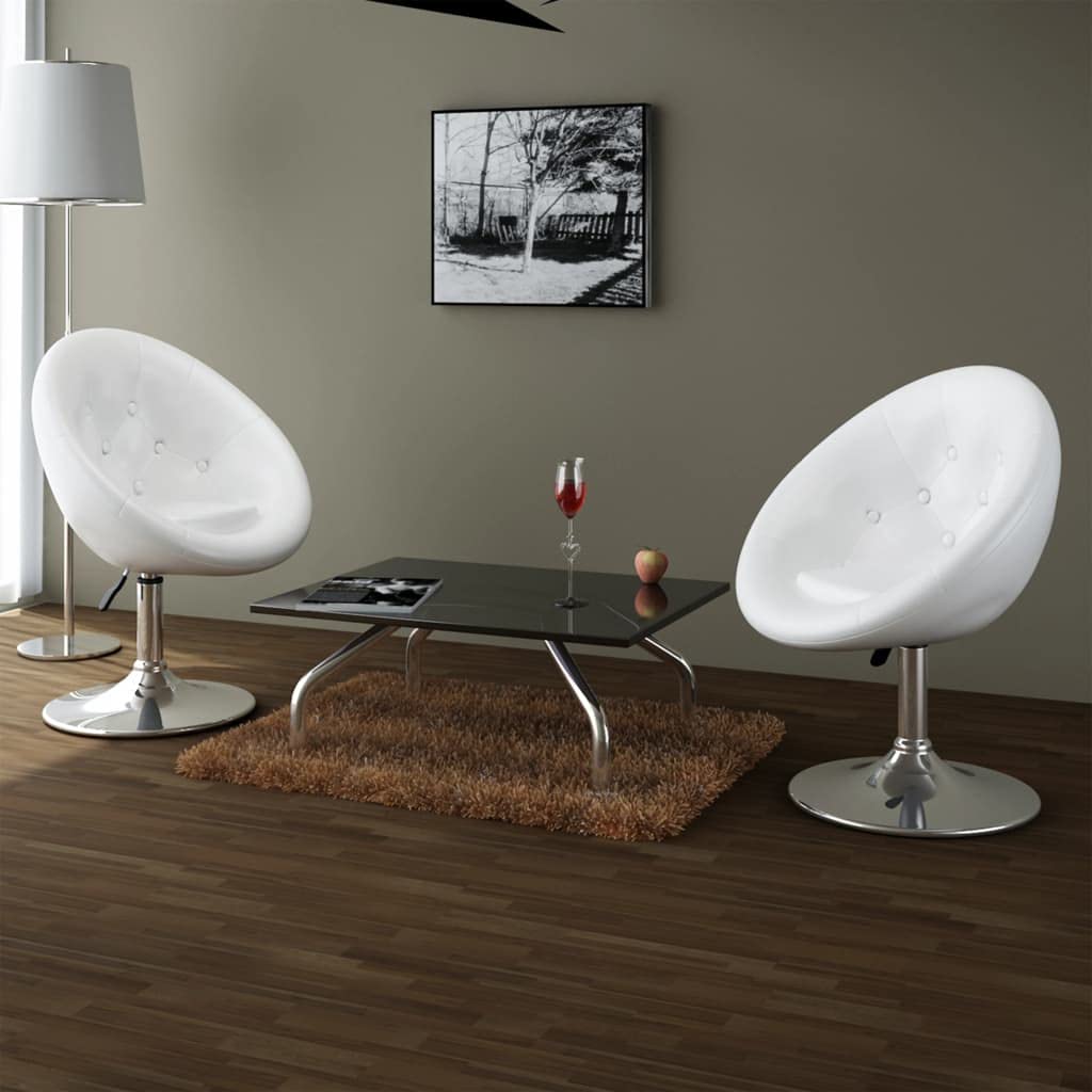 SKM White Faux Leather Bar Stools Set of 2 - Modern Kitchen Counter Height Stools for Dining Room, Bar, or Breakfast Nook (Model 5691)