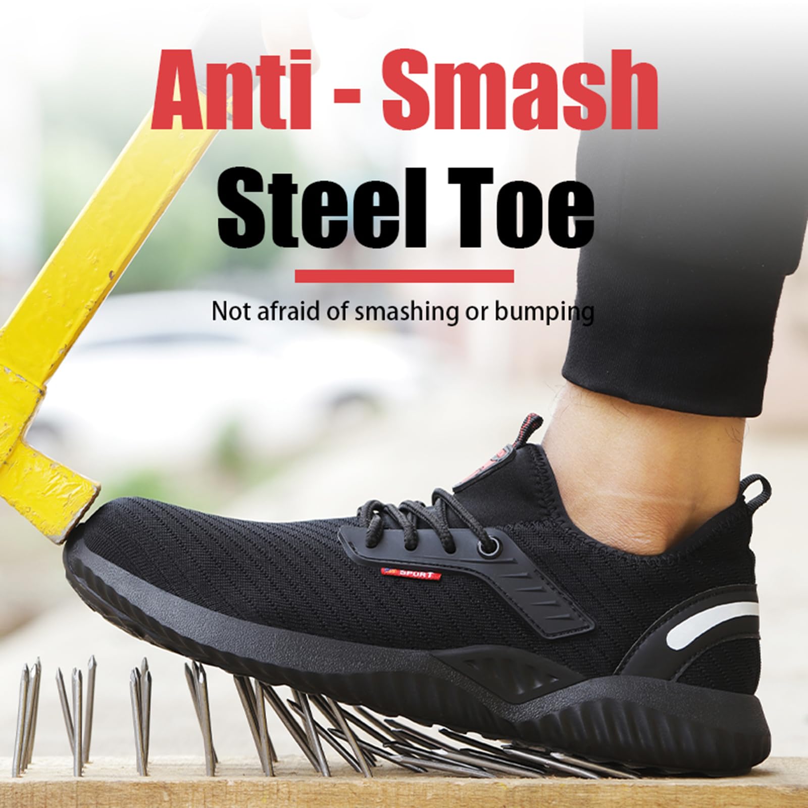 Waterproof Steel Toe Work Shoes for Men & Women - Lightweight Slip Resistant Safety Boots - Comfortable Industrial Sneakers for Construction, Warehouse & Outdoor Work - Black Sizes 5-12