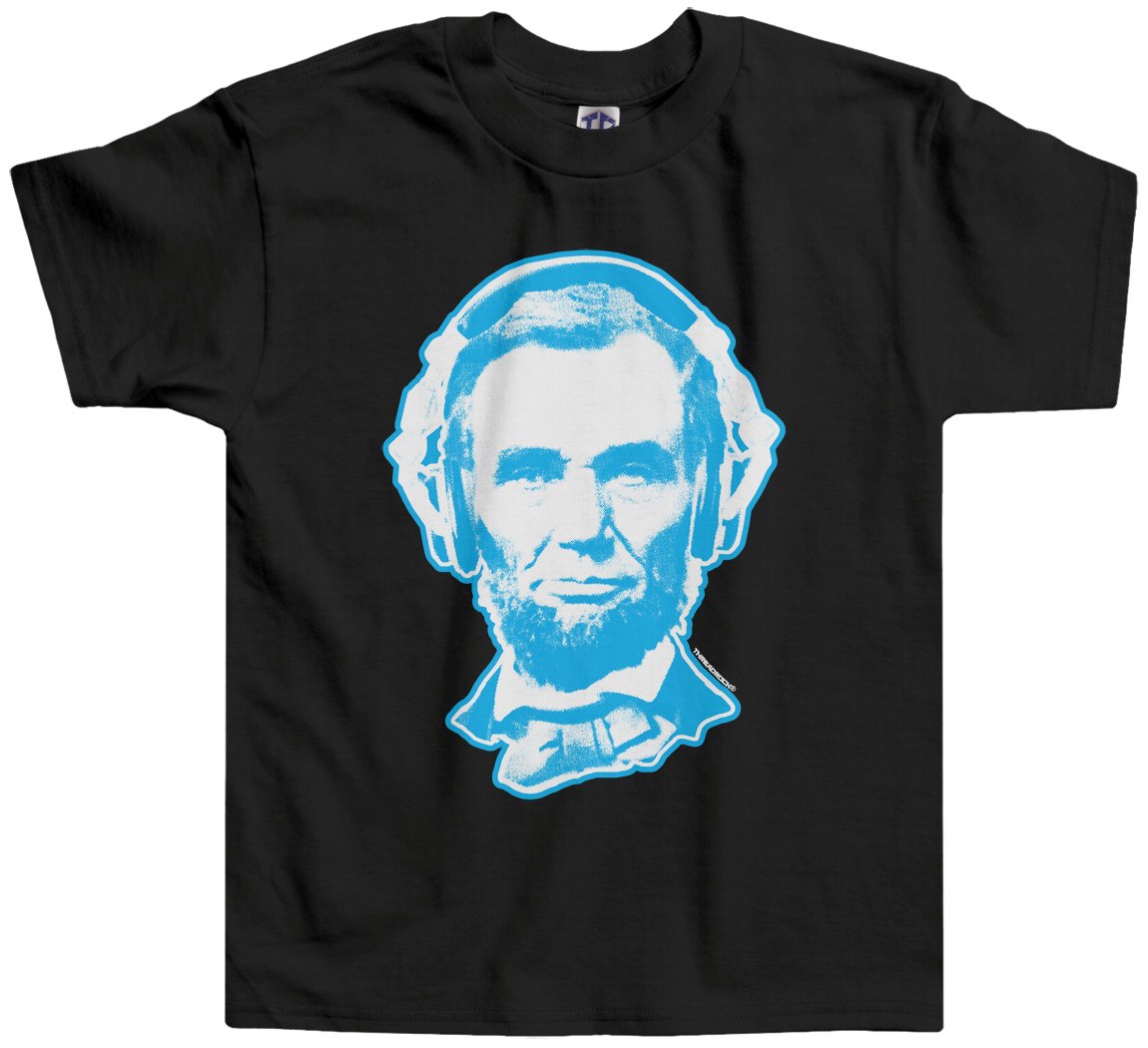 Threadrock Little Boys' Abraham Lincoln Headphones Toddler T-Shirt - Cute Graphic Tee for Kids - Perfect for School, Playdates & Family Photos