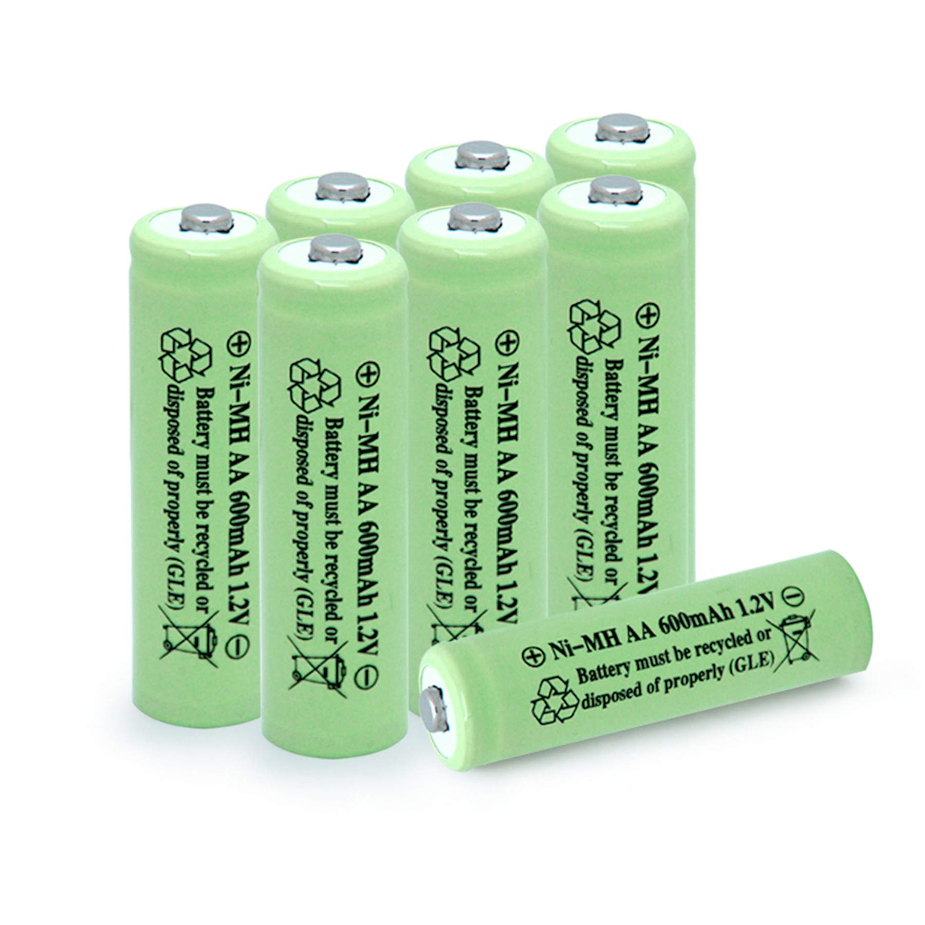 8-Pack AA Ni-MH 600mAh 1.2V Rechargeable Solar Batteries for Outdoor Solar Lights, Garden Lamps, Remote Controls & Computer Mice - Perfect for Solar-Powered Outdoor Lighting & Electronic Devices