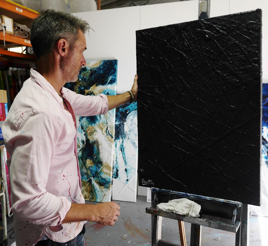 Little Wicked 75cm x 100cm Black Textured Abstract Canvas Wall Art - Modern Home Decor for Living Room, Bedroom & Office