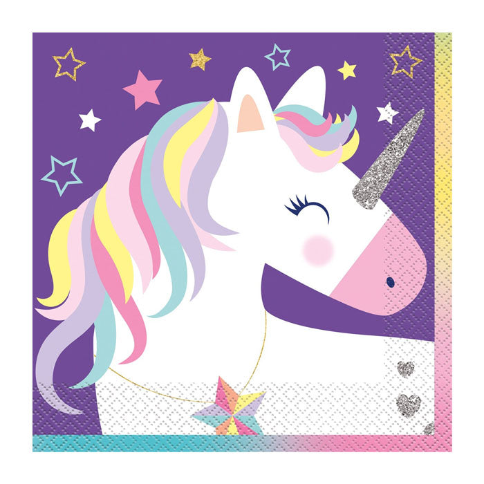 16-Pack Unicorn Paper Napkins for Kids Birthday Party, Baby Shower & Themed Celebrations - Colorful & Fun Party Supplies