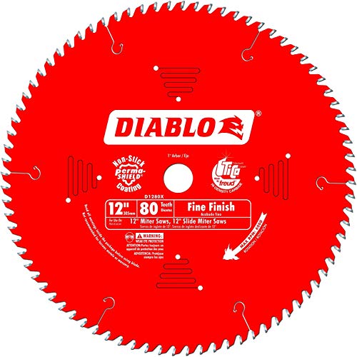 Freud D1280X Diablo 12-Inch 80 Tooth ATB Crosscut Saw Blade with 1-Inch Arbor (4-Pack) – Premium Woodworking Blade for Smooth Crosscuts on Hardwood, Plywood & MDF – Perfect for Table Saws, Miter Saws & Radial Arm Saws