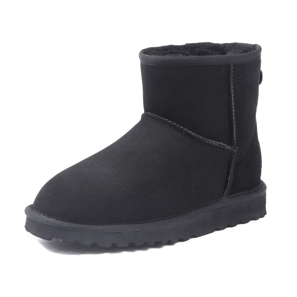 JSY Women's Winter Snow Boots - Short Tube Fleece-Lined Thick Cotton Warm Non-Slip Shoes for Snow & Cold Weather (Black, Size 36) - Perfect for Snowy Days, Winter Hiking & Outdoor Activities