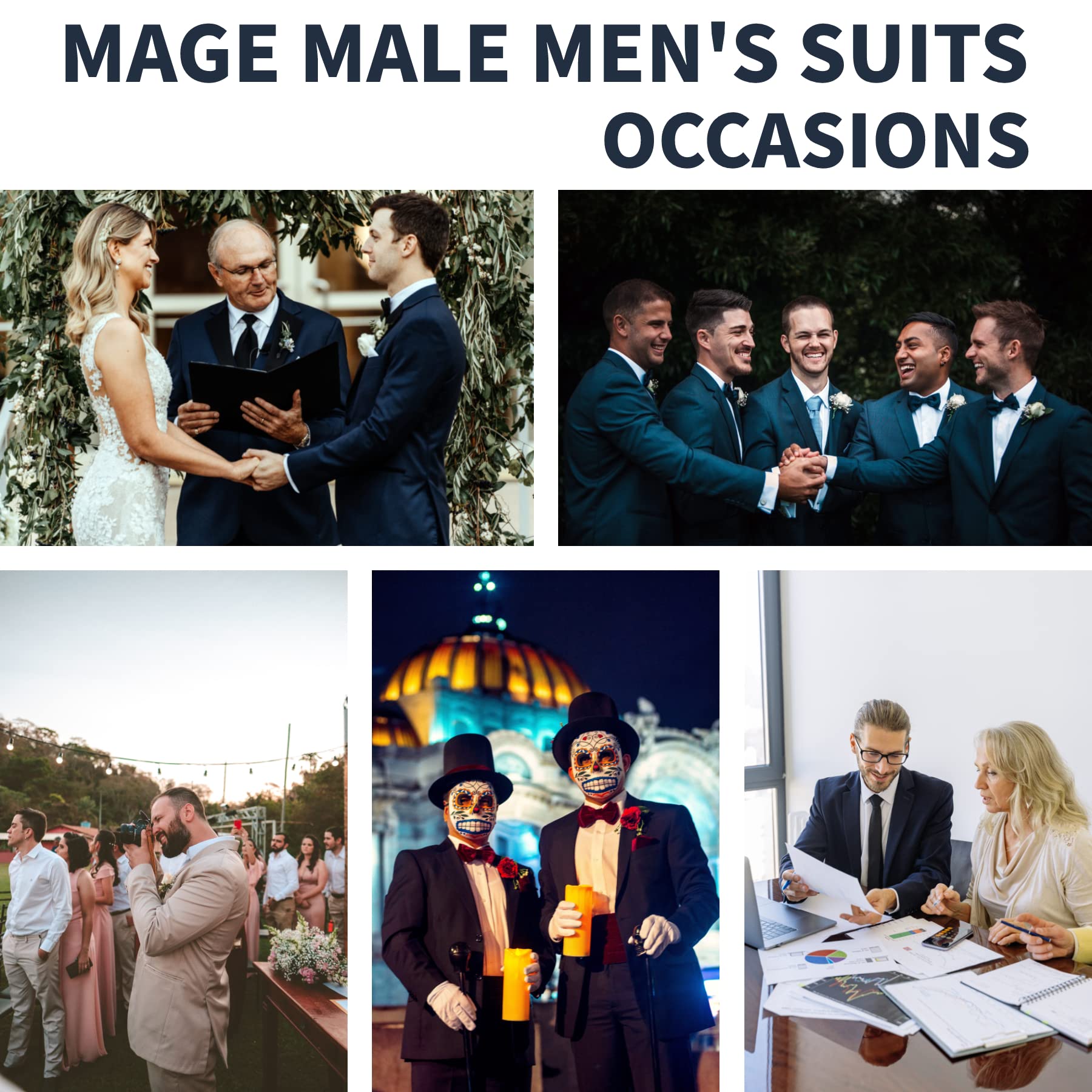 Premium Slim Fit Men's 3-Piece Suit Set - Single Button Tuxedo Blazer, Vest & Dress Pants for Wedding, Party & Formal Events | Business & Evening Occasions