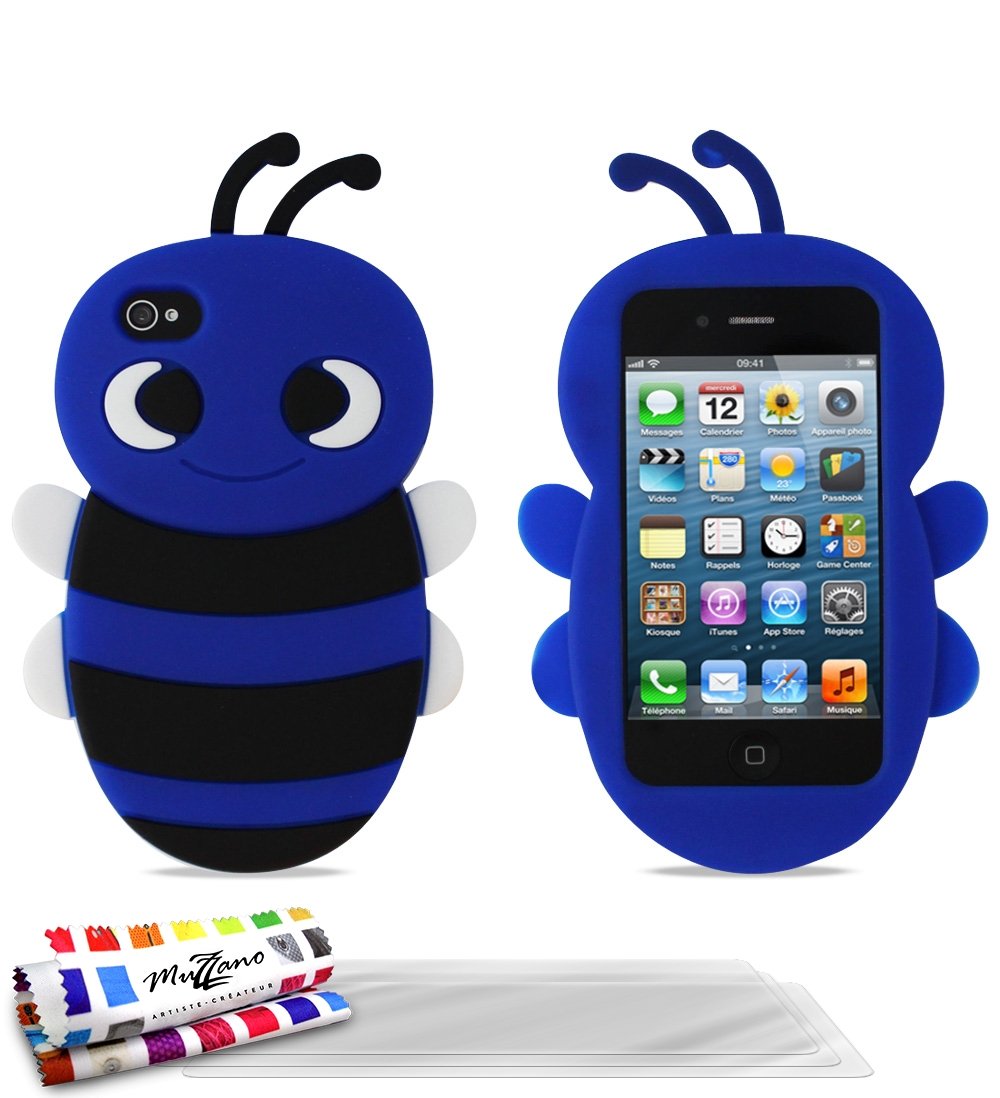 Premium Original Bee Flexible Case for Apple iPhone 4S with Ultra-Clear Screen Protectors - Dark Blue | Slim Protective Cover | Shockproof & Scratch-Resistant | Perfect for Daily Use, Work, and Outdoor Activities