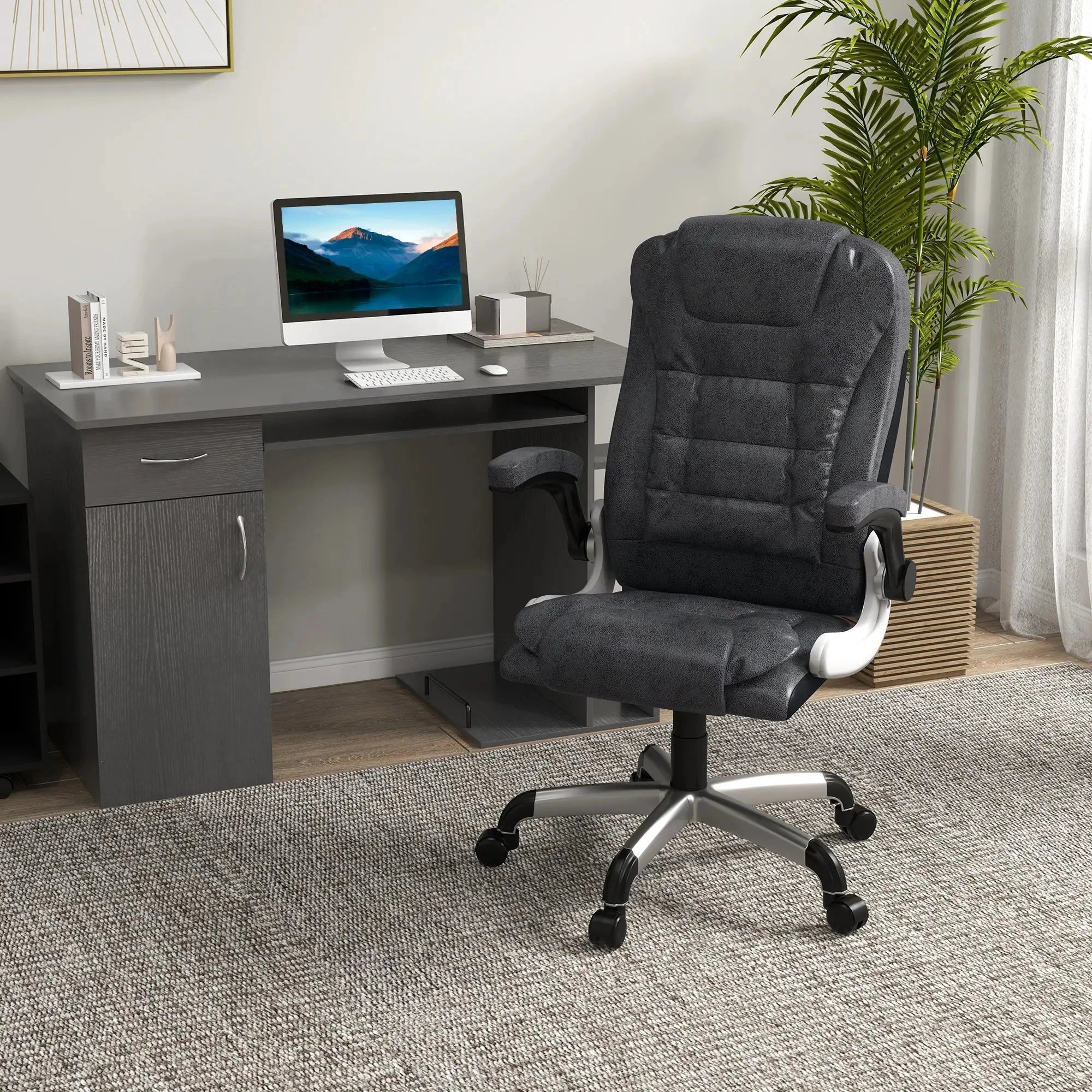 Premium Heavy Duty Microfiber Office Chair - Charcoal Grey - Ergonomic Support for Long Hours, Home & Office Workspace Comfort