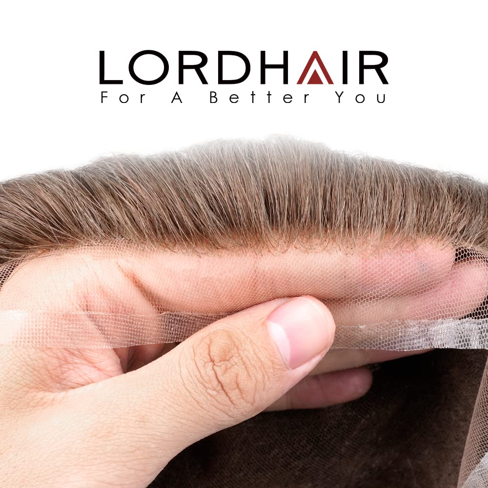 Lordhair Men's Human Hair Toupee | Natural Lace Front Hair System with Skin Perimeter Base | Multiple Sizes Available | Perfect for Daily Wear, Special Occasions & Hair Loss Solutions