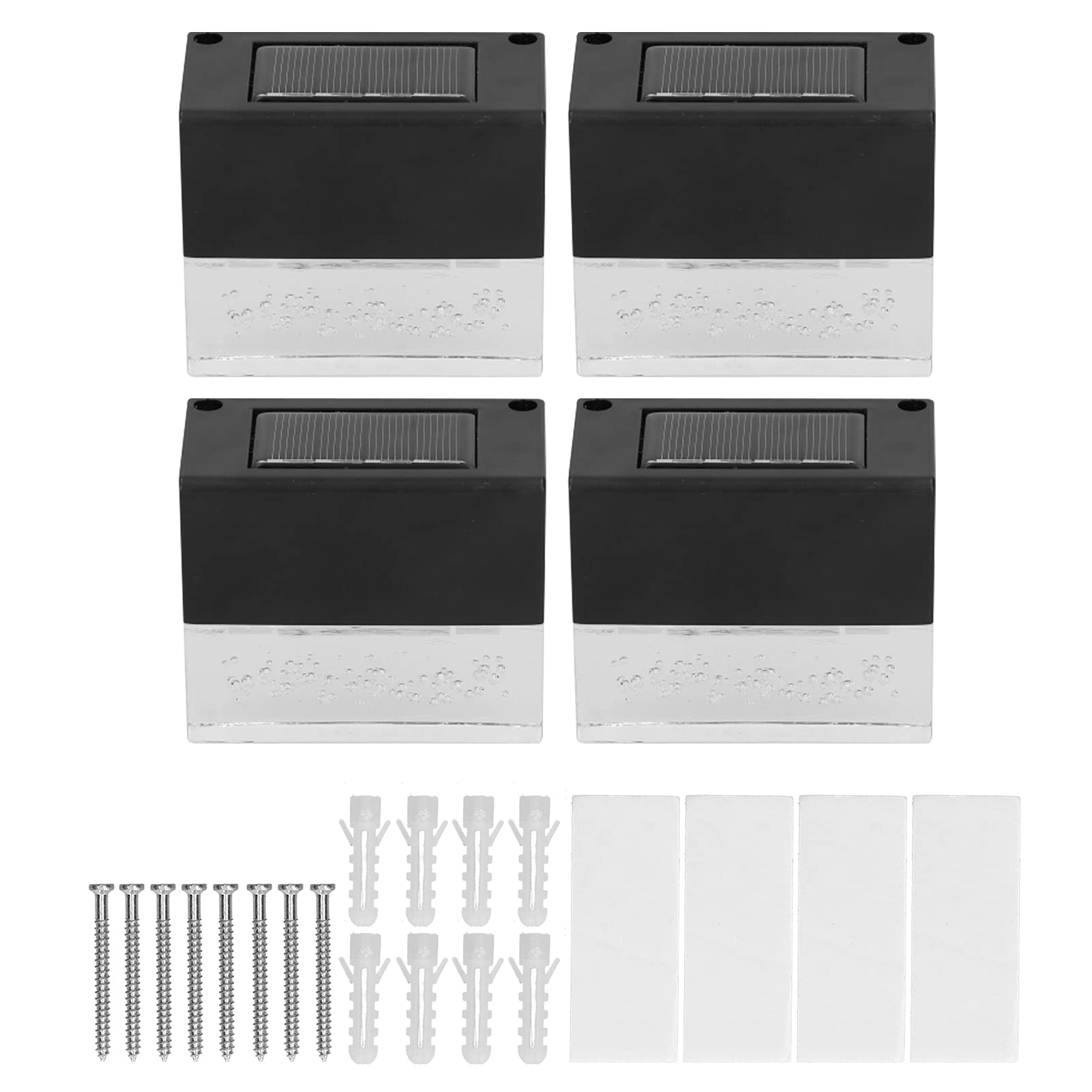 4Pcs LED Solar Deck Lights - Warm White & RGB Color Changing, IP65 Waterproof, Auto On/Off - Outdoor Solar Lights for Garden, Fence, Pathway, Patio, Yard, Courtyard Decoration