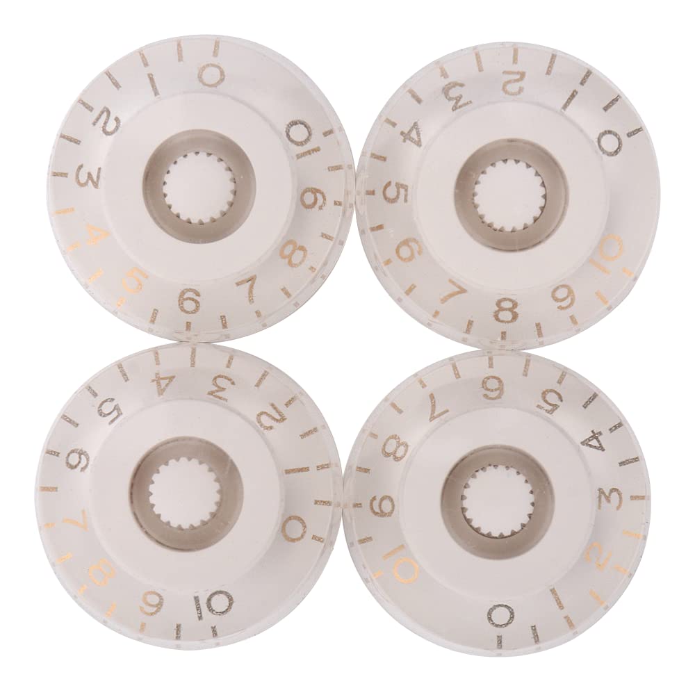 Premium Electric Guitar Knobs Set of 4 - Speed, Volume & Tone Control Knobs for LP Style Guitars - Replacement Parts (White-Gold) - Perfect for Stage Performances & Home Studio Recording