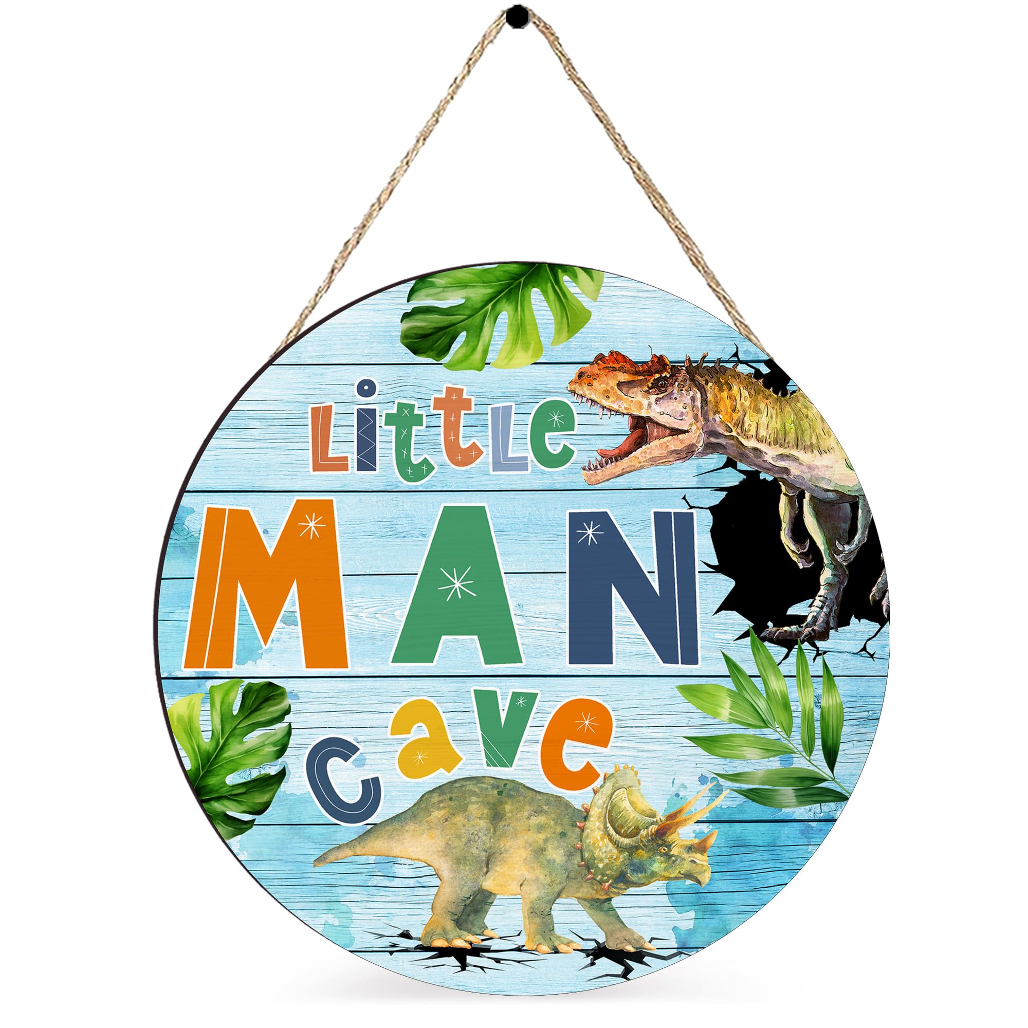 Dinosaur Nursery Decor for Boys - Little Man Cave Wooden Wall Sign, Baby Boy Room Decor for Bedroom, Playroom & Living Room | Perfect for Kids' Rooms, Themed Nurseries & Dinosaur Lovers
