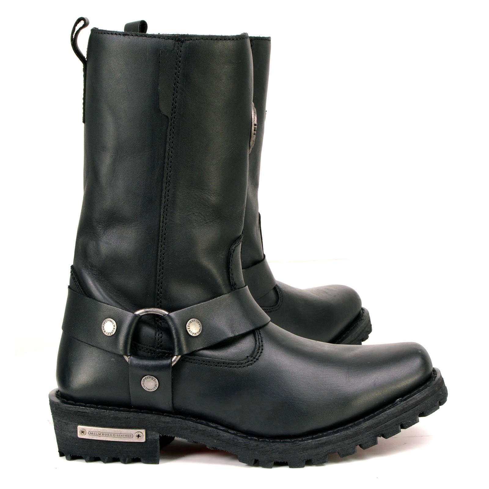 Milwaukee Leather MBL9360 Women's Black Leather 11-Inch Classic Harness Square Toe Motorcycle Boots - Durable Riding Footwear for Harley Davidson & Cruiser Bikes | Perfect for Long Rides & Motorcycle Events