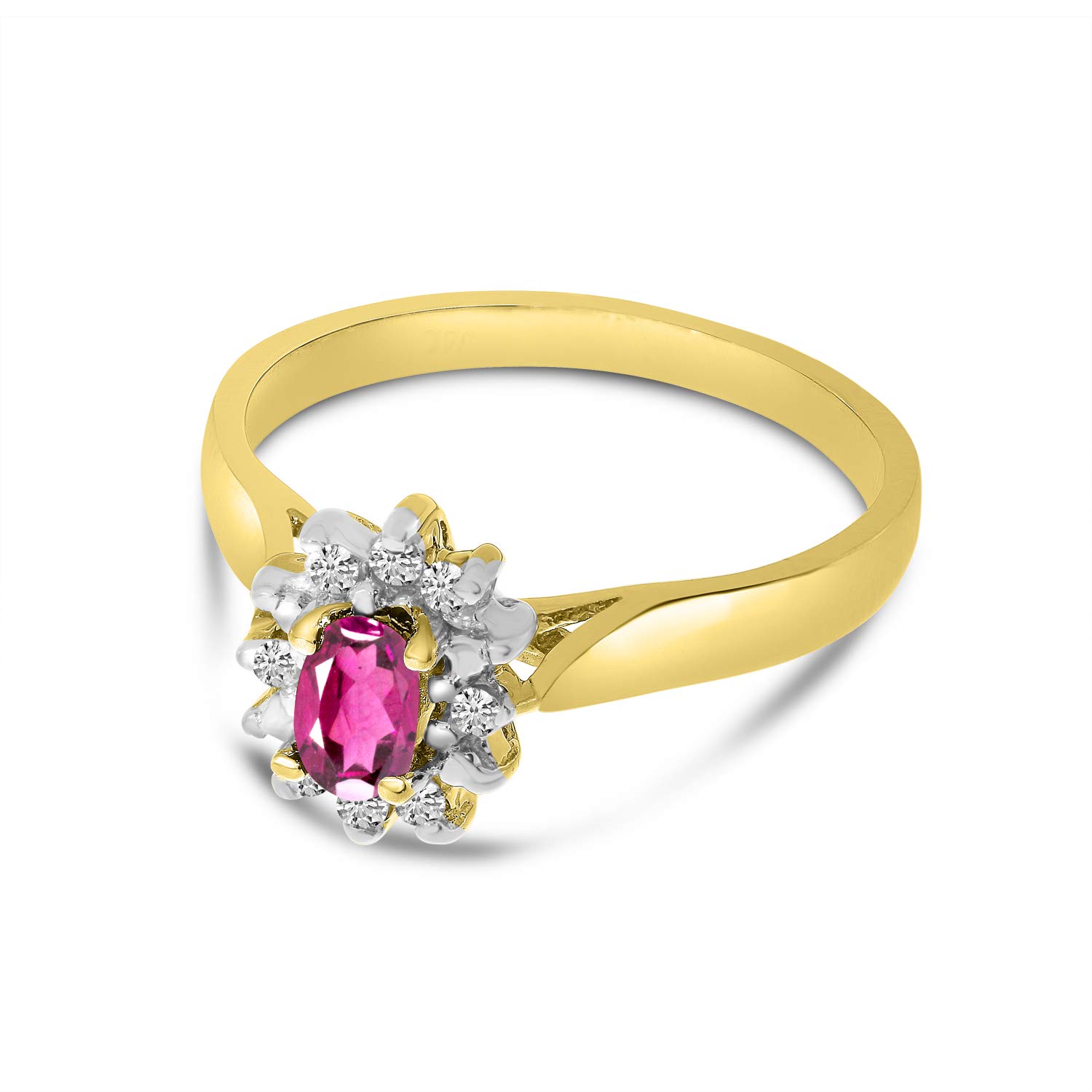 10K Yellow Gold Oval Pink Topaz & Diamond Ring for Women – Elegant Birthstone Jewelry for Engagement, Anniversary & Special Occasions