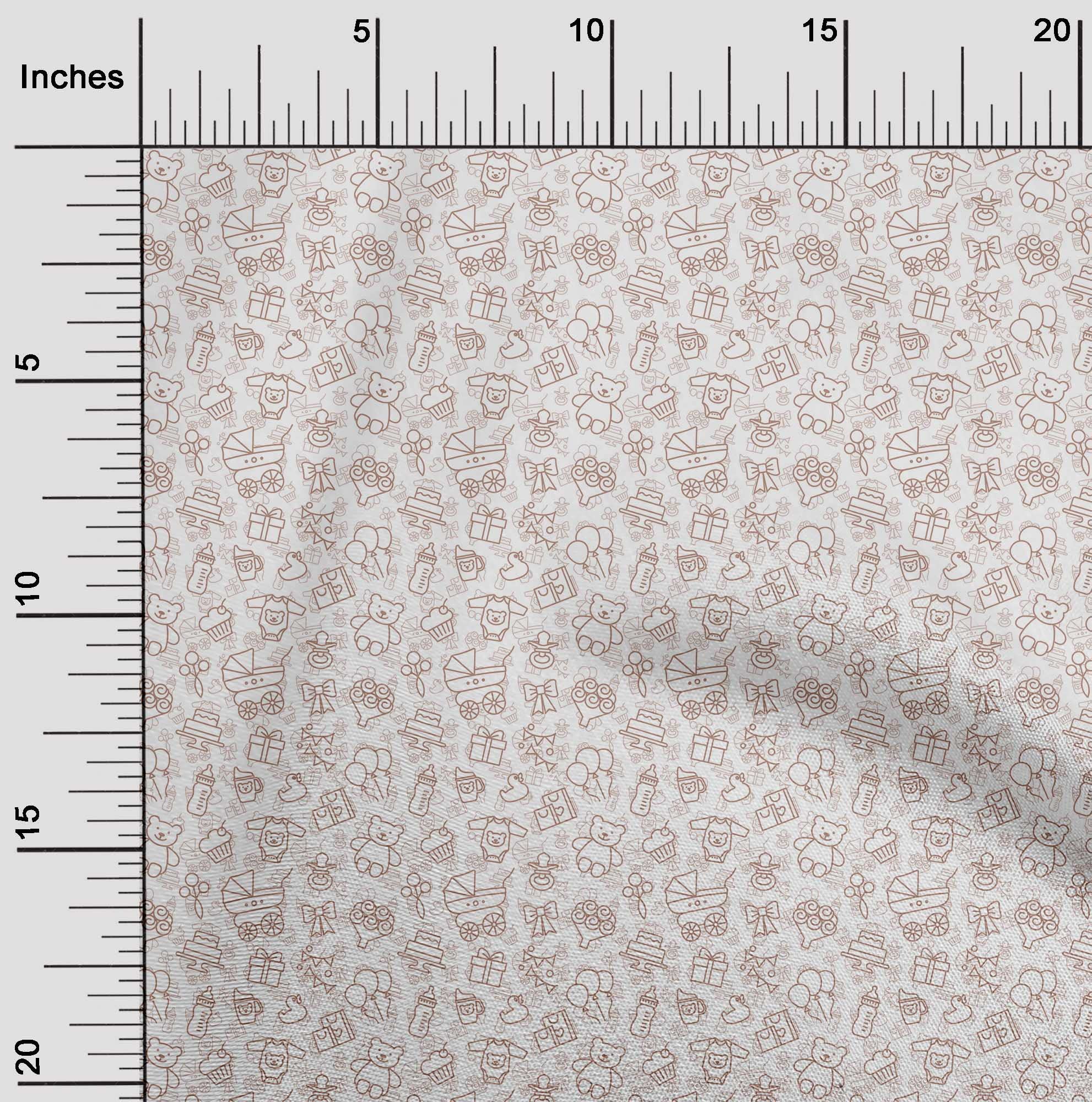 Premium Cotton Poplin Fabric - Light Brown Kids Animal Print Quilting & Sewing Material (42