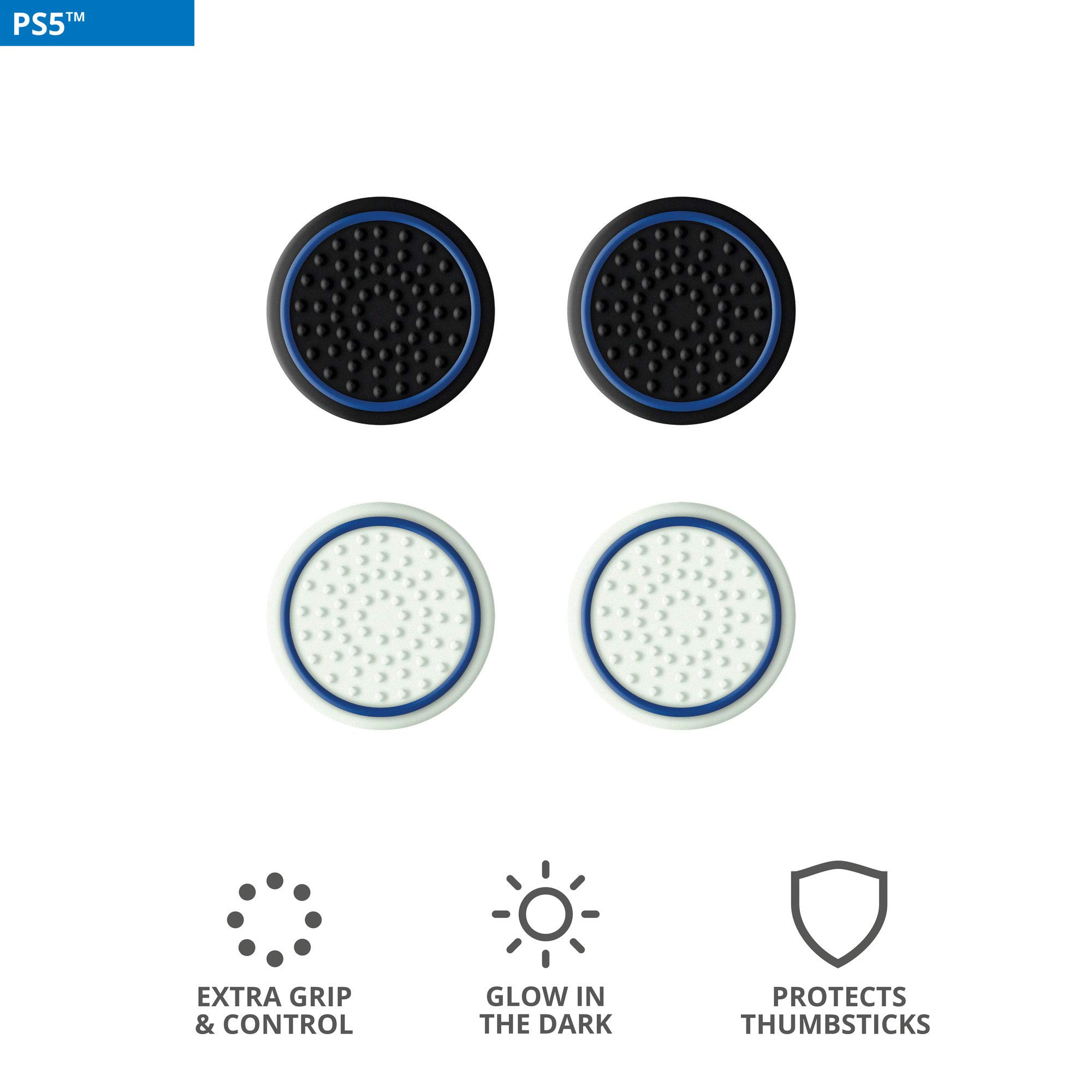 Trust Gaming GXT 266 Analog Stick Caps (4 Pack) - Protective Joystick Thumb Grips for PS5/PlayStation 5 DualSense Controller - Black - Enhance Grip & Prevent Wear for Gaming, Streaming & Esports