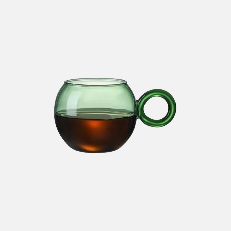 Orbit Ring Glass Mug - 16oz Clear Glass Coffee Cup with Handle, Perfect for Hot & Cold Drinks - Ideal for Home, Office, and Cafe Use
