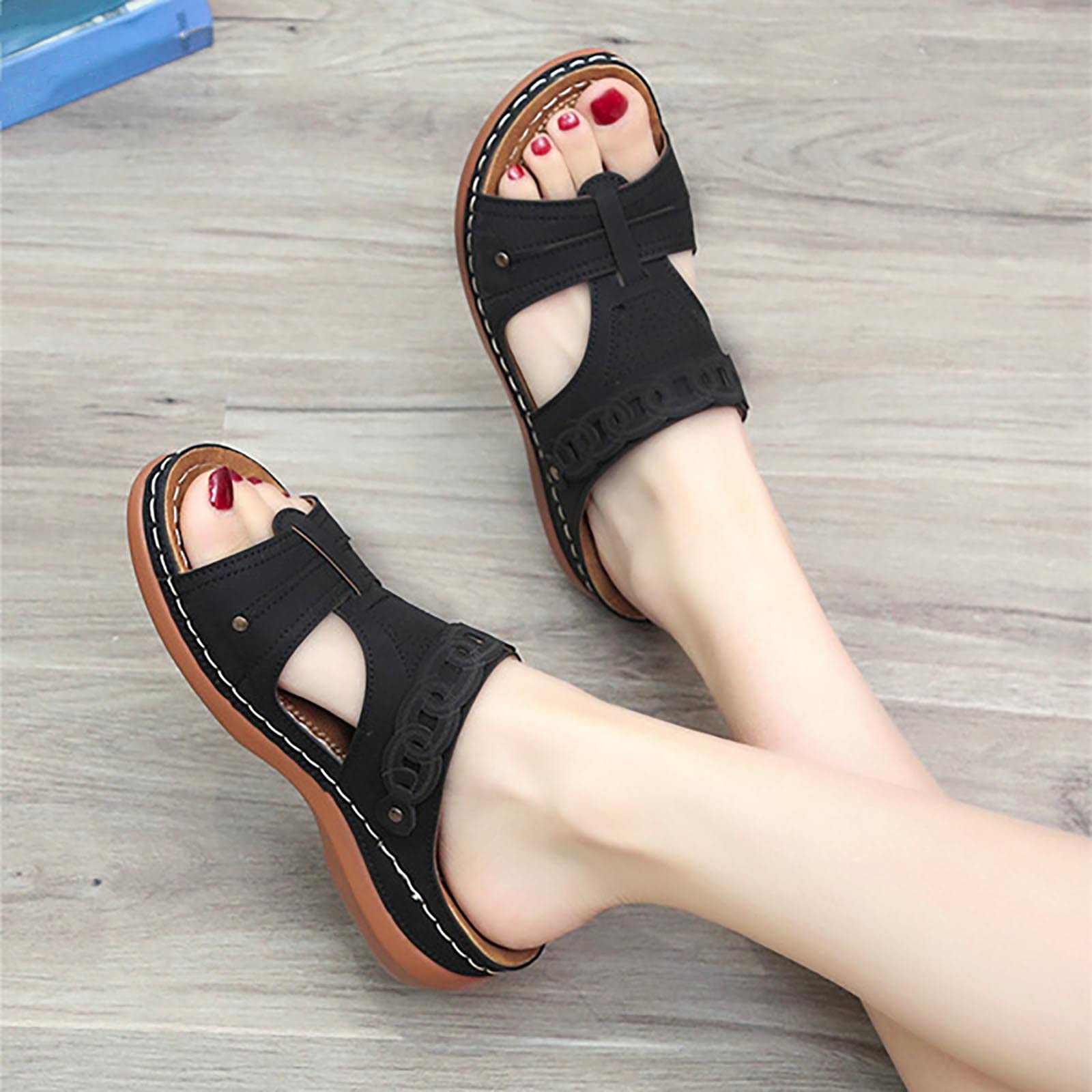 Women's Slip-On Wedge Sandals - Comfortable Open-Toe Platform Slippers for Summer | Lightweight Casual Shoes with Non-Slip Sole | Perfect for Beach, Poolside, and Outdoor Walking