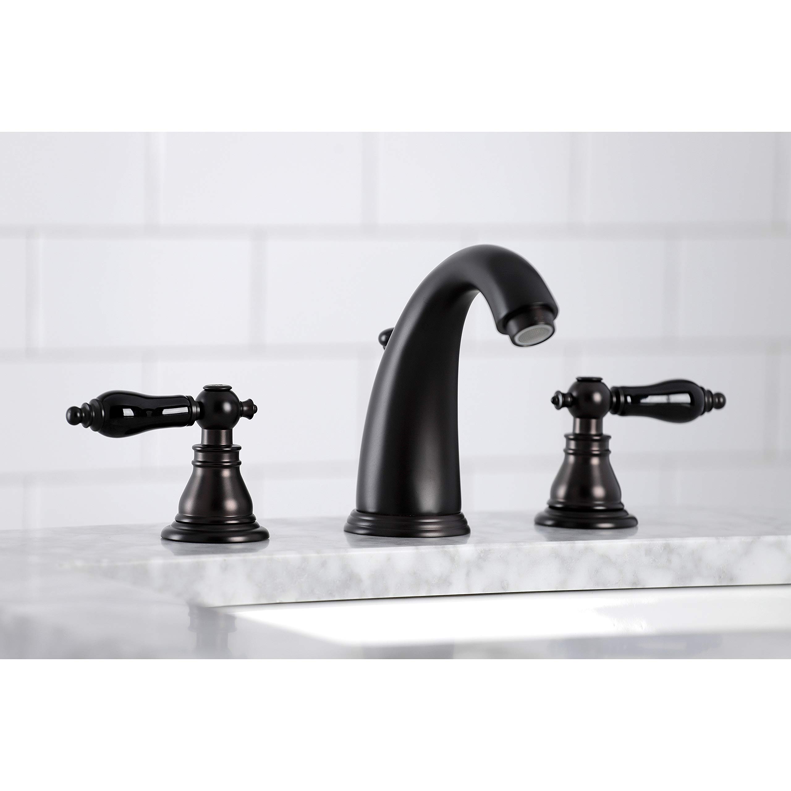 Kingston Brass KB985AKL Duchess Widespread Bathroom Faucet - Oil Rubbed Bronze Finish - 14.26 x 5.75 x 4 Inches - Elegant Sink Faucet for Bathroom Vanity or Powder Room