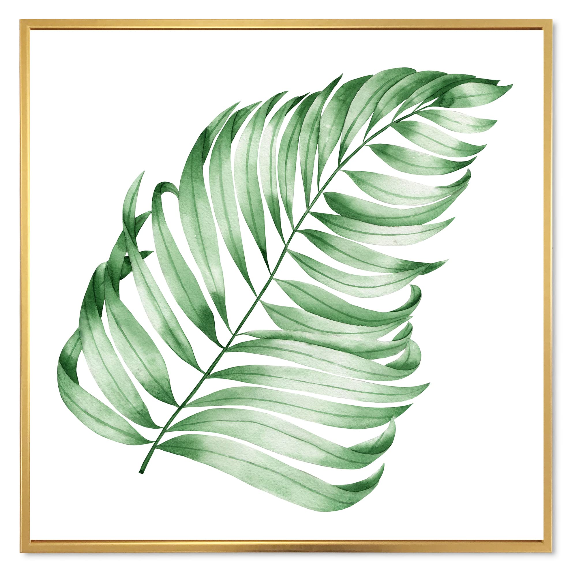 DesignQ Tropical Monstera Leaf II - Farmhouse Framed Canvas Wall Art Print for Living Room, Bedroom & Office Decor