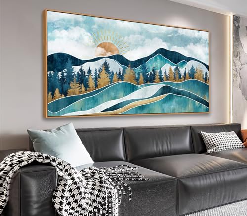 Teal Abstract Mountain