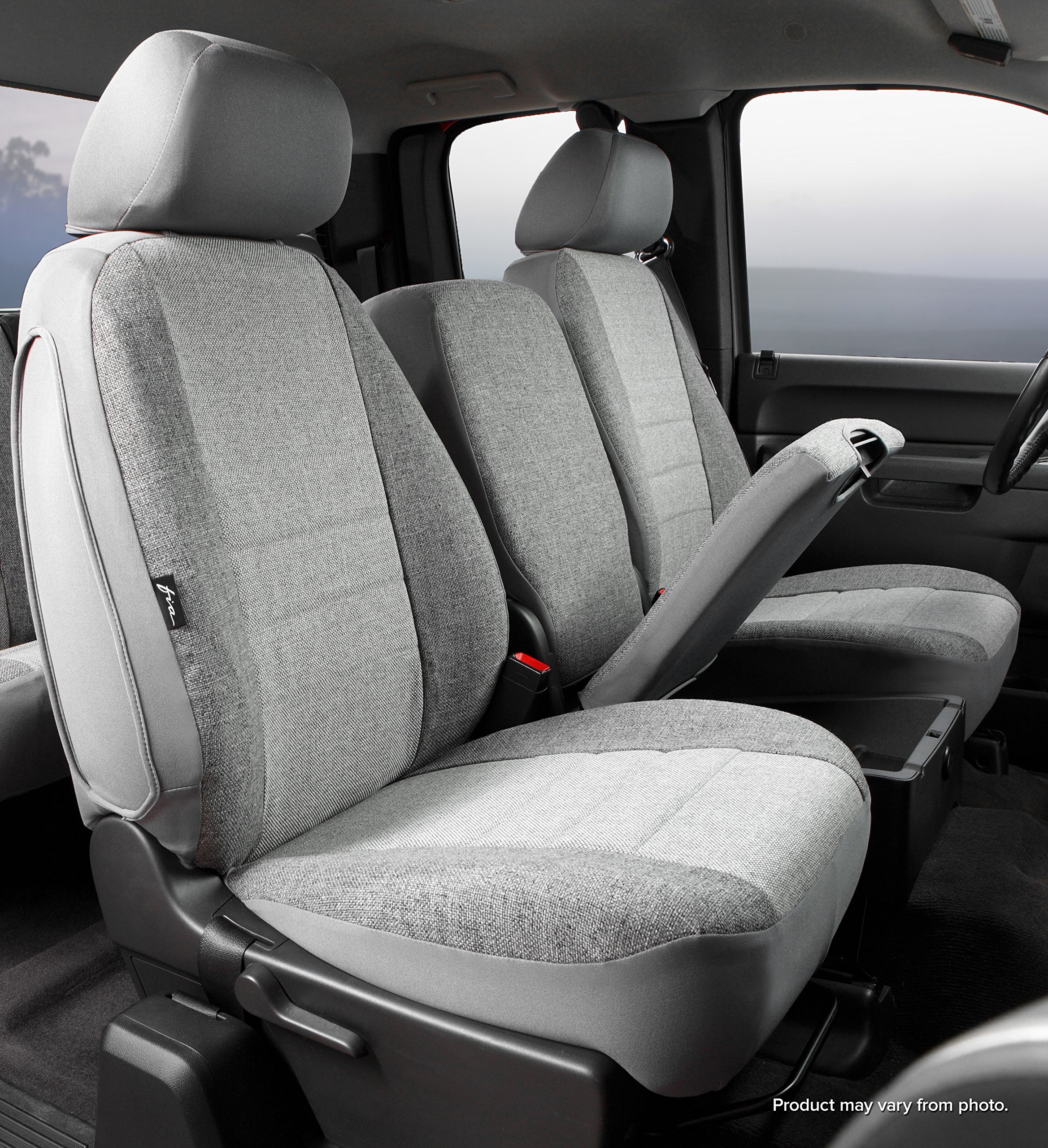 Fia OE39-27 Gray Custom Fit Front Seat Cover 40/20/40 Split Bench - Premium Tweed Fabric for Trucks & SUVs | Perfect for Road Trips, Work Commutes & Outdoor Adventures