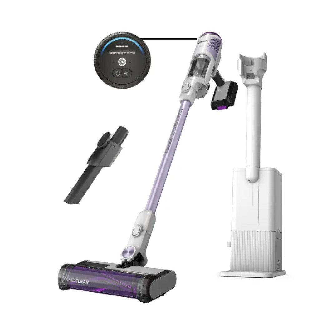 SHARK IW4625CCO Cordless Vacuum Cleaner with Auto Empty System, 1.3L Dustbin & QuadClean™ Multi-Surface Brushroll - Factory Serviced with Home Essentials Warranty - Perfect for Hardwood Floors, Carpets & Pet Hair Cleaning