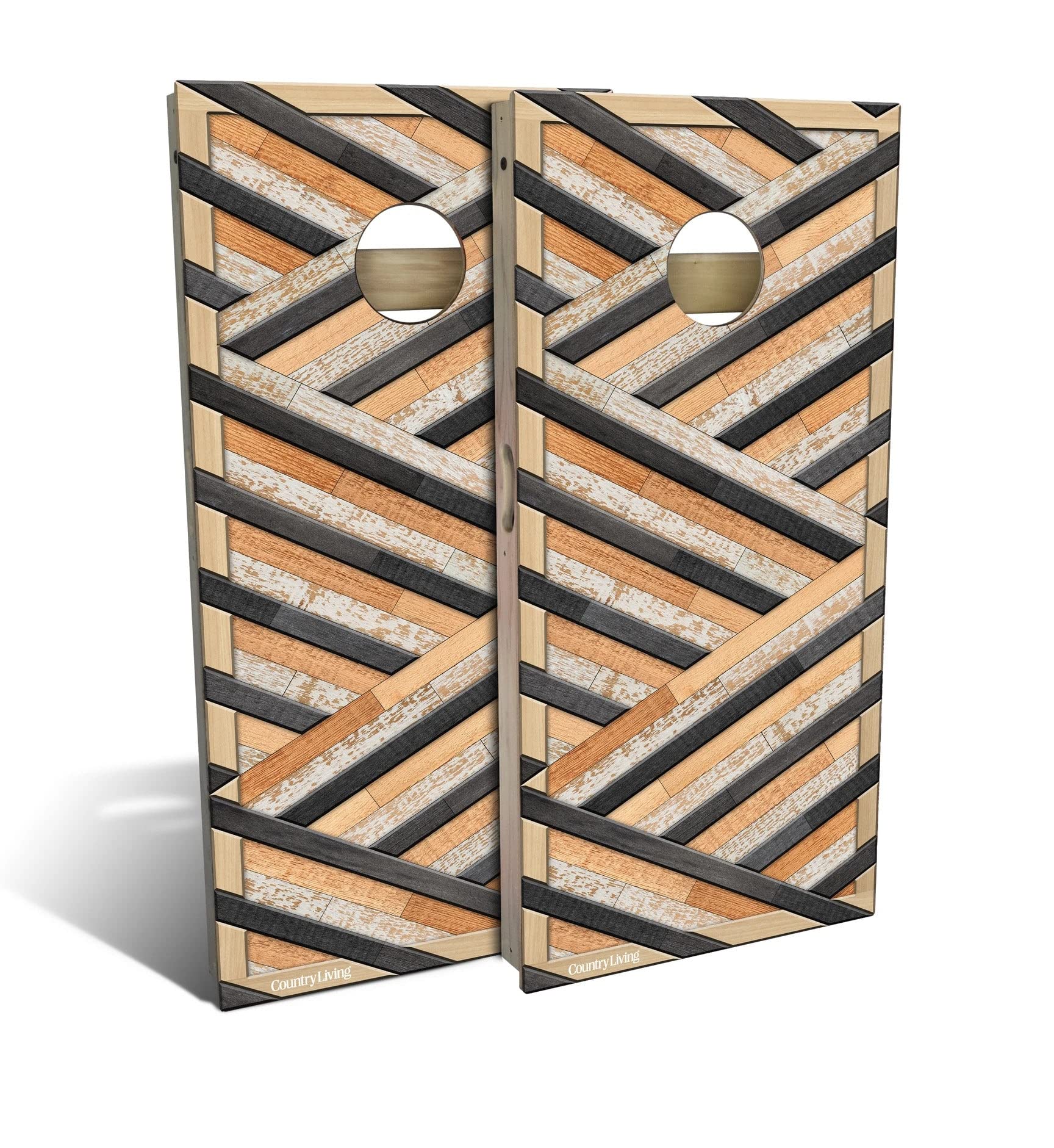Skip's Garage Premium Geometric Angled Wood Cornhole Board Set - Regulation Size & Custom Options - 2 Boards & 8 Bean Bags Included - Perfect for Backyard Parties, Tailgating, and Outdoor Games