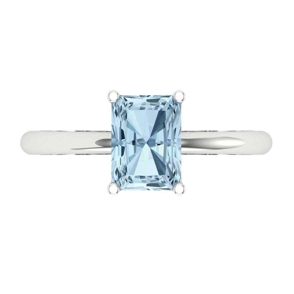1.75ct Natural Swiss Blue Topaz Radiant Cut Solitaire Ring - 18k White Gold VVS1 Clarity for Engagement, Wedding, Anniversary & Promise - Perfect for Bridal Jewelry & Special Occasions