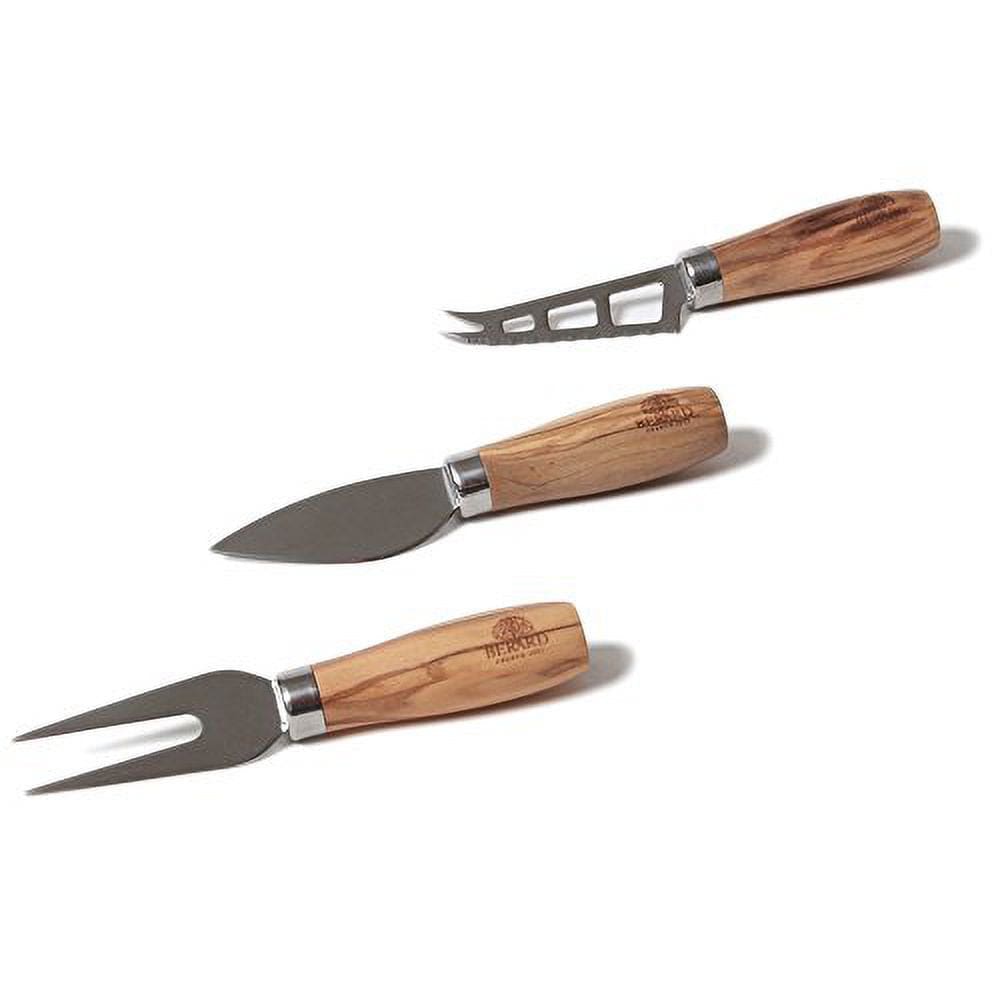 Premium Berard 3-Piece Olive Wood Cheese Board Set with Knives - Perfect for Wine Pairing, Charcuterie & Entertaining