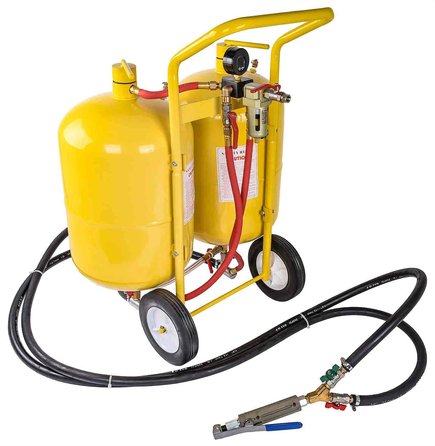 JEGS 81305 Dual Tank 10 Gallon Soda Blaster with 100 lb. Abrasive Capacity - Professional Sandblasting Kit for Auto Restoration, Rust Removal & Surface Cleaning