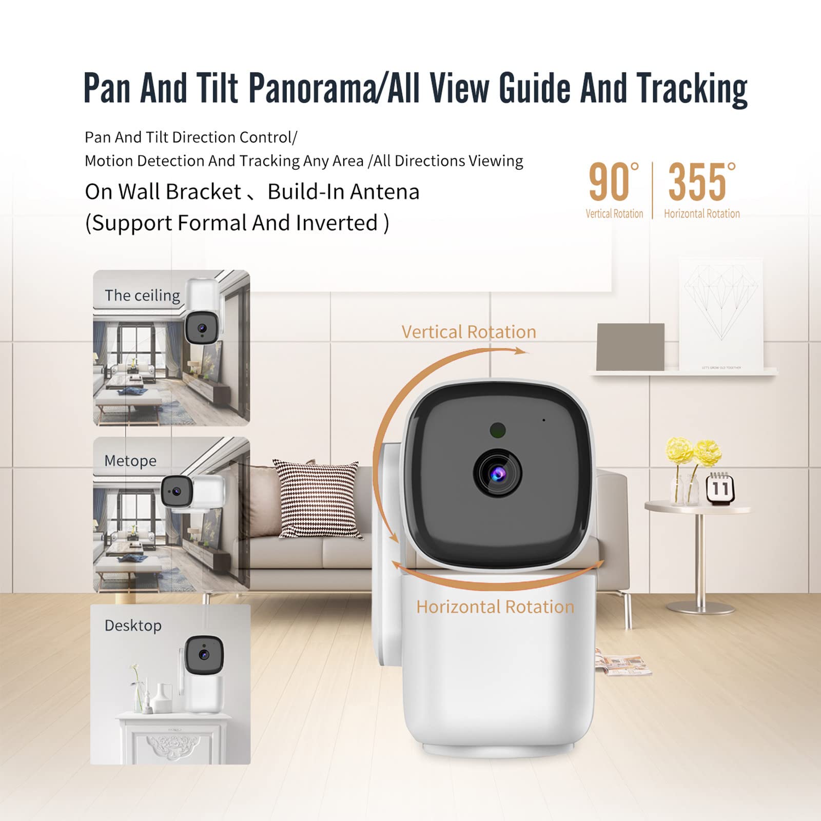 Smart WiFi Security Camera with Two-Way Audio & Night Vision - HD Indoor Plug-In Surveillance Camera with Motion Detection for Home Monitoring (White) - Perfect for Baby Monitoring, Pet Watching & Home Security