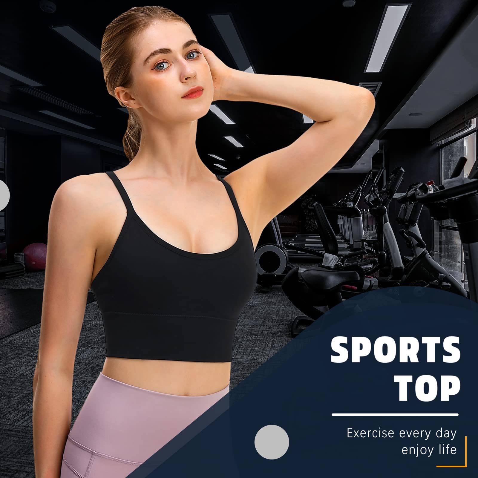 High Support Medium Impact Strappy Padded Sports Bra for Women - Breathable Workout Top for Running, Yoga & Gym