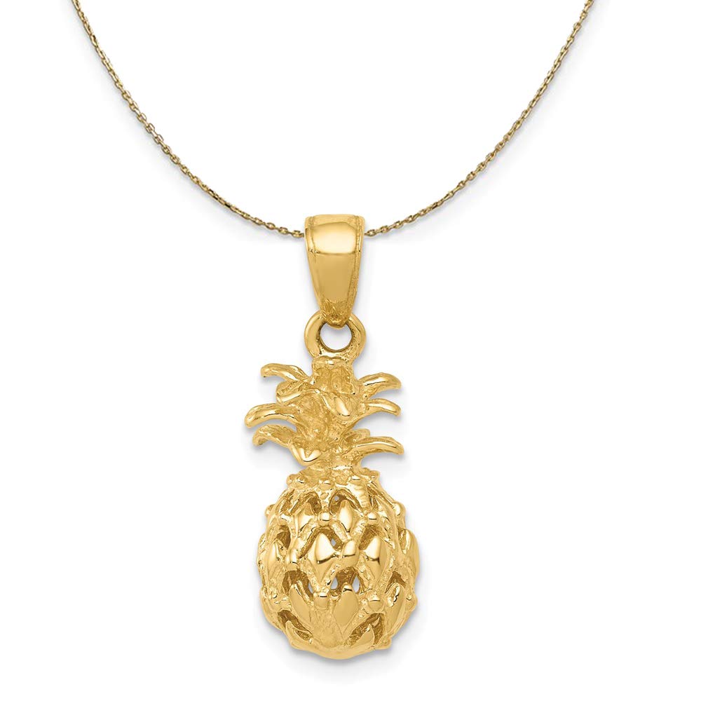 14k Yellow Gold Pineapple Necklace - Elegant & Stylish for Women