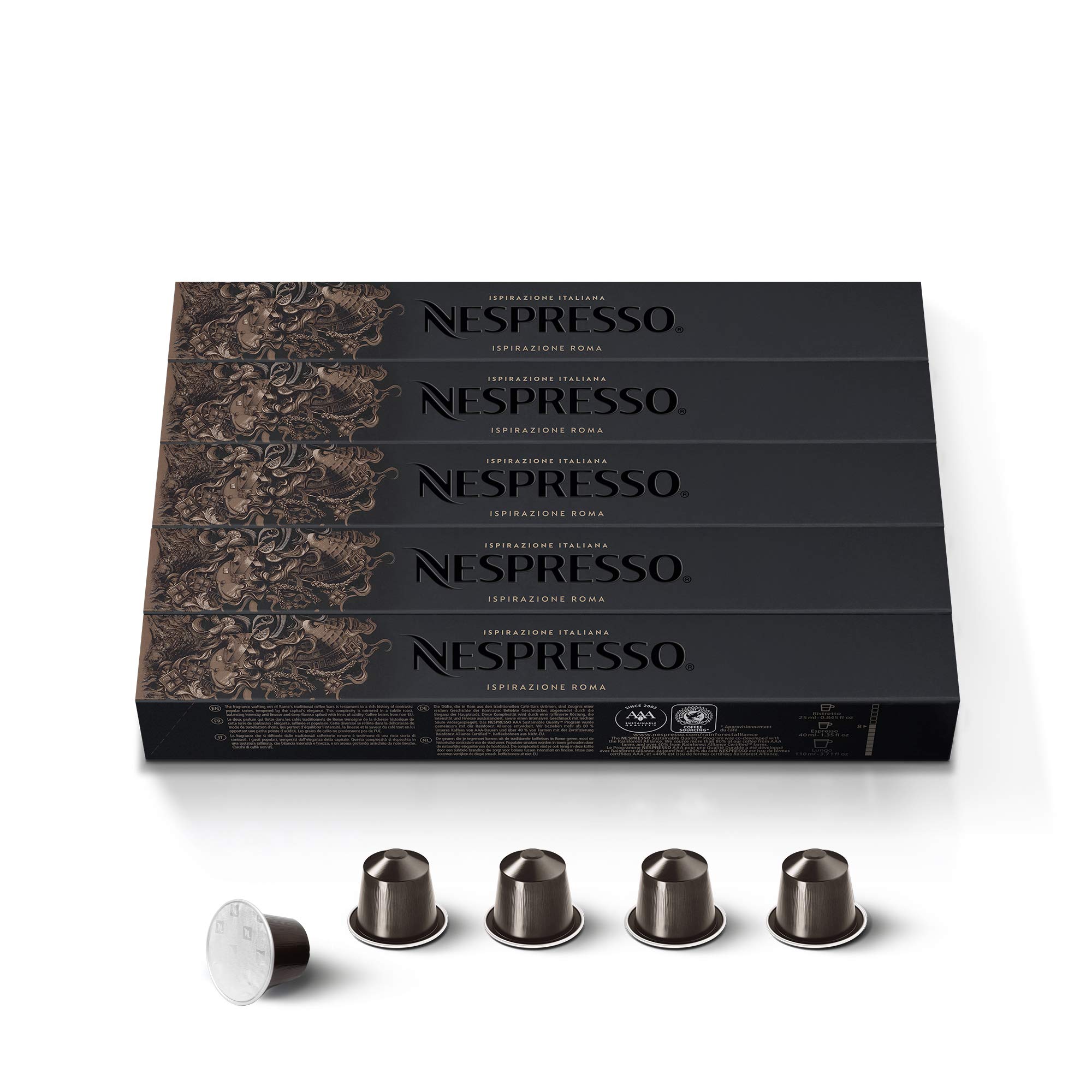 Nespresso OriginalLine Coffee Capsules - Roma Intenso Medium Roast (50 Count) | Compatible with Nespresso Original Machines | Perfect for Home Brewing & Office Coffee Breaks