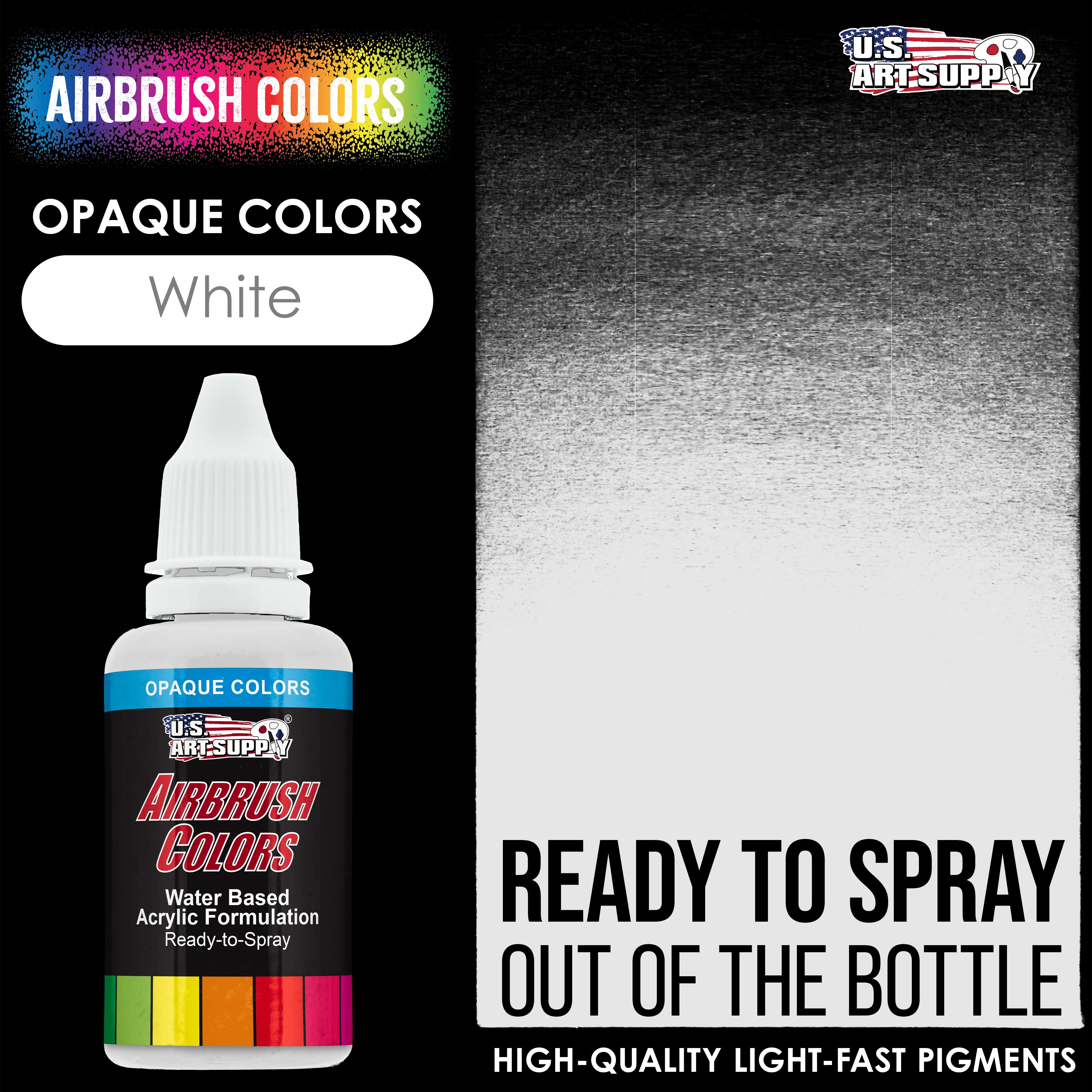 Premium White Opaque Acrylic Airbrush Paint - 1 oz Bottle for Model Painting, DIY Crafts & Automotive Art - High Pigment Professional Airbrush Paint for Artists & Hobbyists