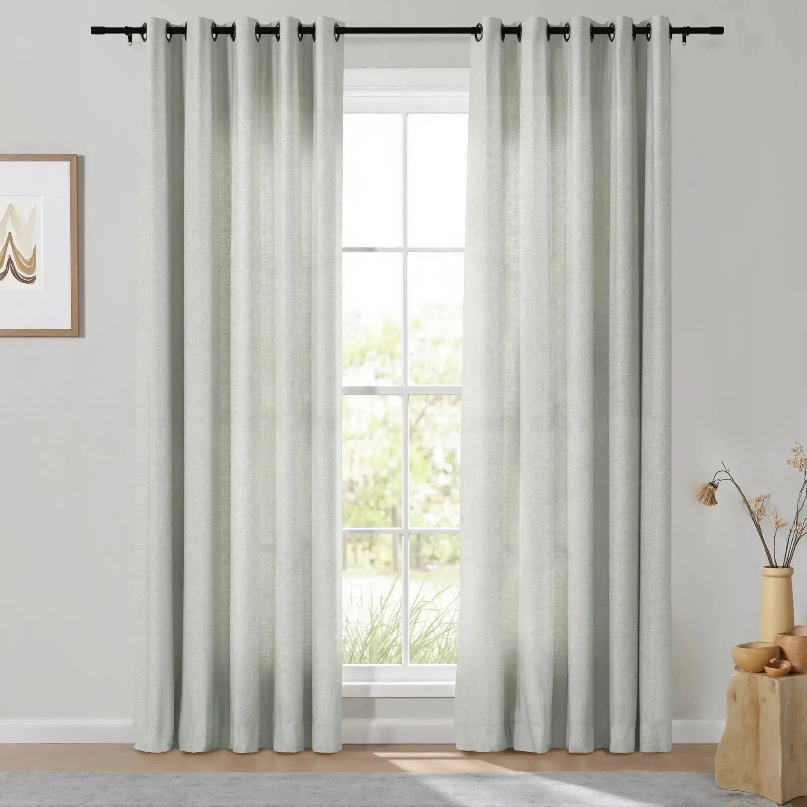 Isabella Heavyweight Cotton Grommet Curtains - Blackout Drapes for Living Room & Bedroom - Noise Reducing Thermal Insulated Window Panels (Set of 2)