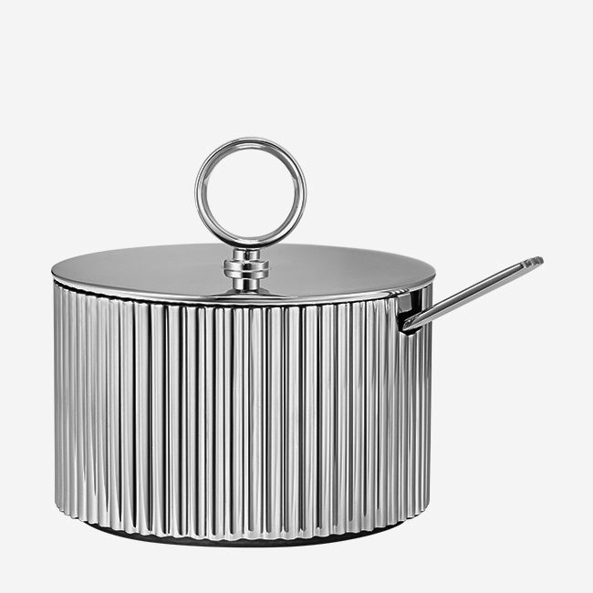 Georg Jensen Bernadotte Sugar Bowl with Spoon - Elegant Silver-Plated Serving Bowl for Tea, Coffee & Desserts - Perfect for Dinner Parties & Hostess Gifts