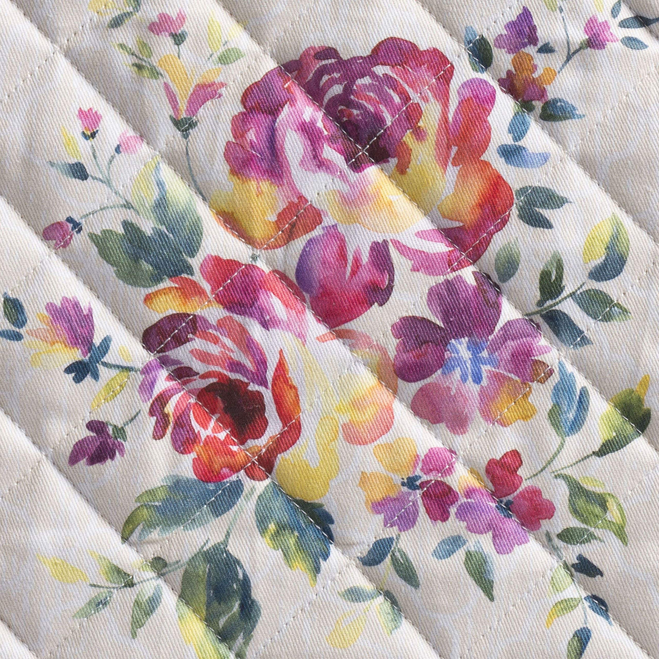 Maison d'Hermine Rose Garden Kitchen Bundle Set - 100% Cotton Apron (27.5x31.5 Inches) & Oven Mitt (7.5x13 Inches) with Pot Holder (8x8 Inches) - Perfect for Baking, Cooking & Home Decor