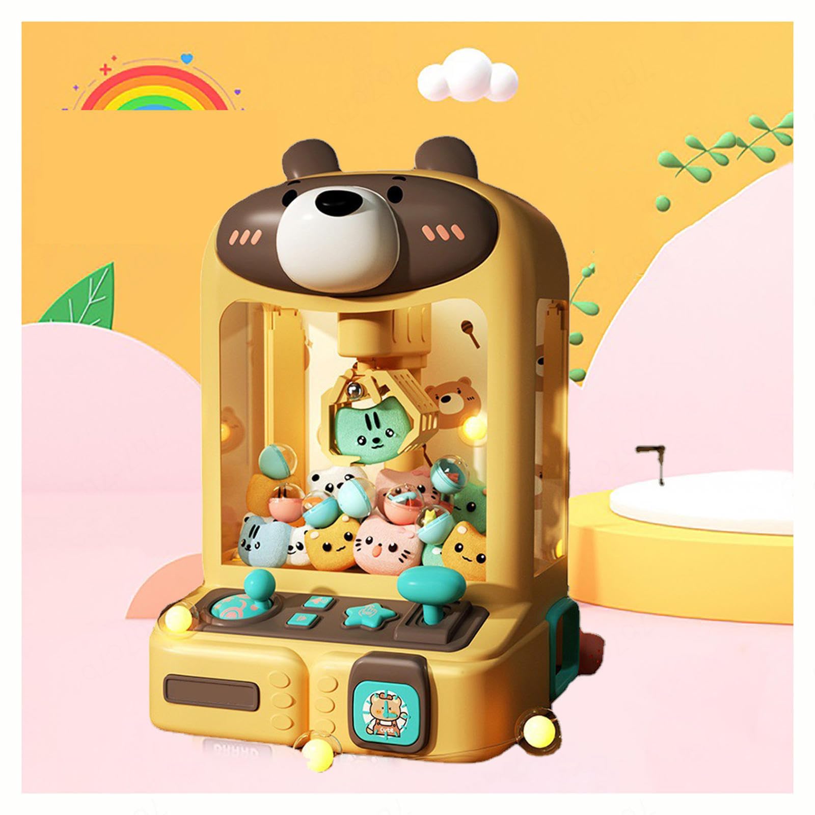 LAMPPE Mini Claw Machine Vending Toy with 30 Prizes & 10 Gashapon Capsules - Fun Arcade-Style Game for Kids Ages 5-13 (Bear Theme) - Perfect for Birthday Gifts, Party Favors, and Family Game Nights