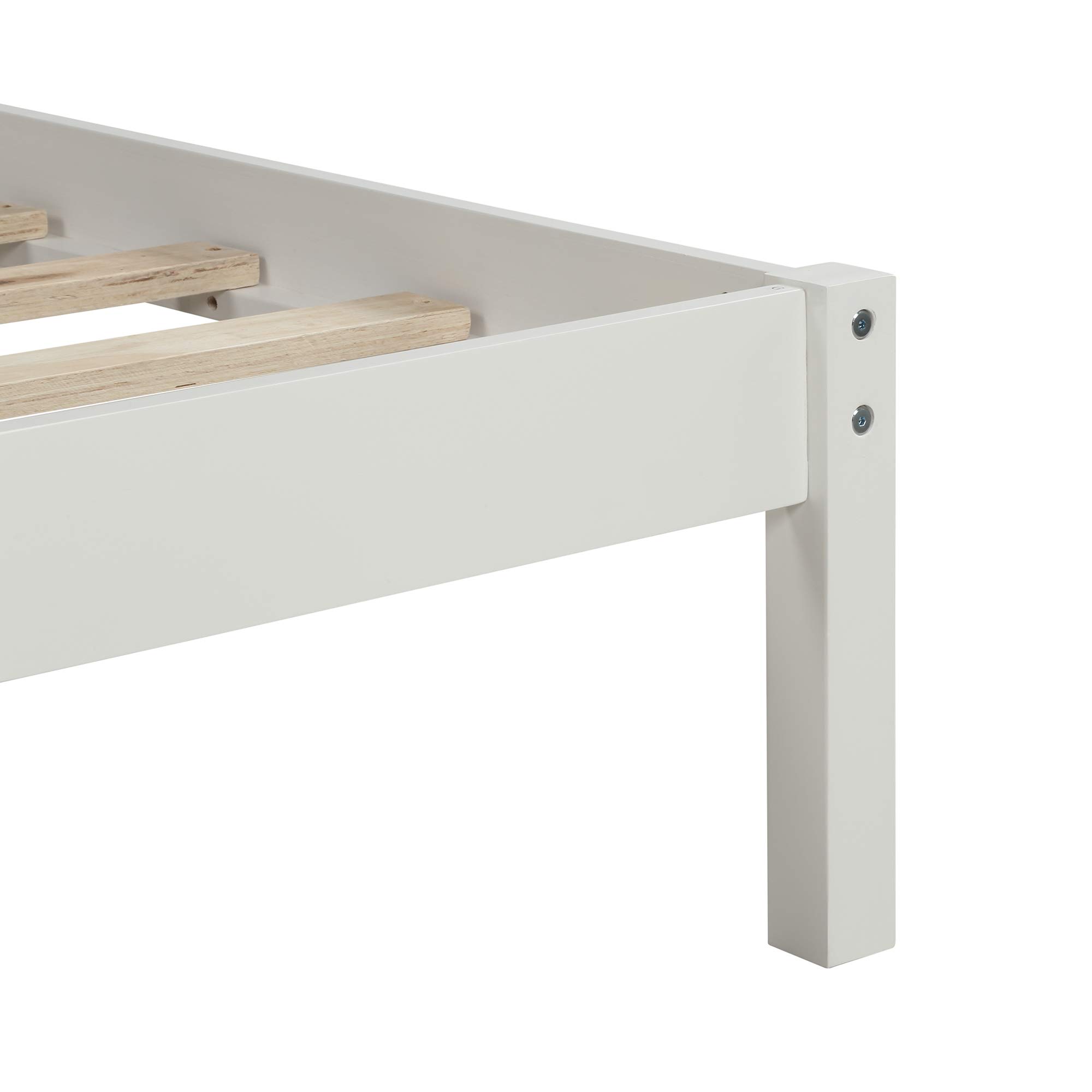 TRIPLE TREE Full Size Wooden Platform Bed Frame with Headboard - Sturdy Wood Legs & Slat Support - Rustic Style Bedroom Furniture - No Box Spring Needed (White) - Perfect for Master Bedrooms, Guest Rooms & Modern Farmhouse Decor