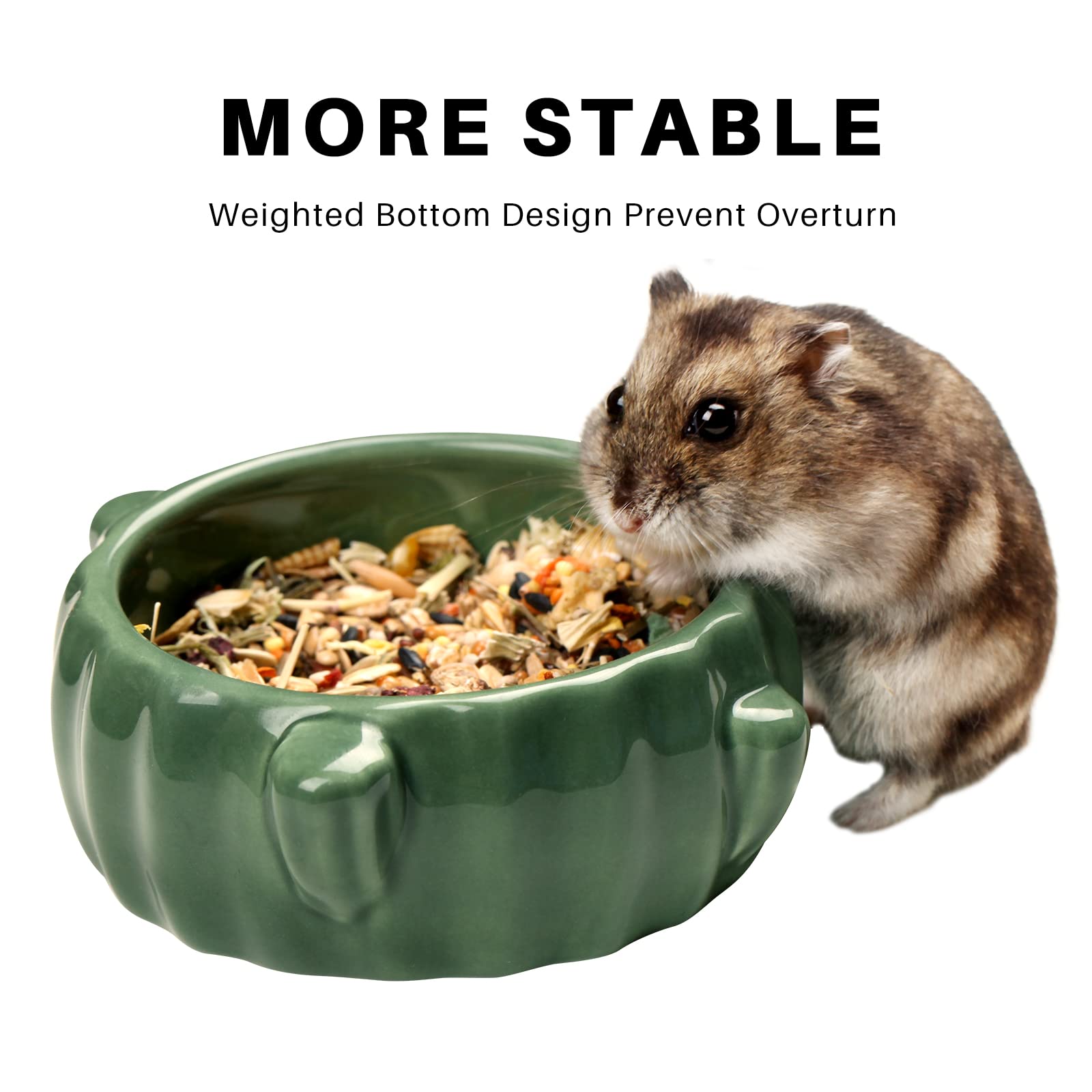 BUCATSTATE 2-Pack Ceramic Hamster Food Bowl - Waterproof Small Animal Feeding Dish for Hamsters, Guinea Pigs, Birds & Chipmunks | Durable Cactus Design Pet Bowl for Cage, Terrarium & Outdoor Use
