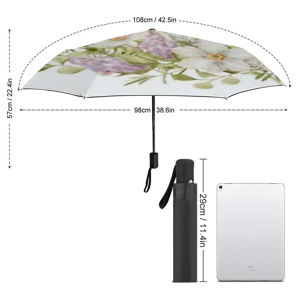 Windproof Travel Umbrella - Compact Automatic Open/Close Rain Umbrella with Watercolor Cow Print for Men & Women - Perfect for Golf, Commuting, and Outdoor Adventures
